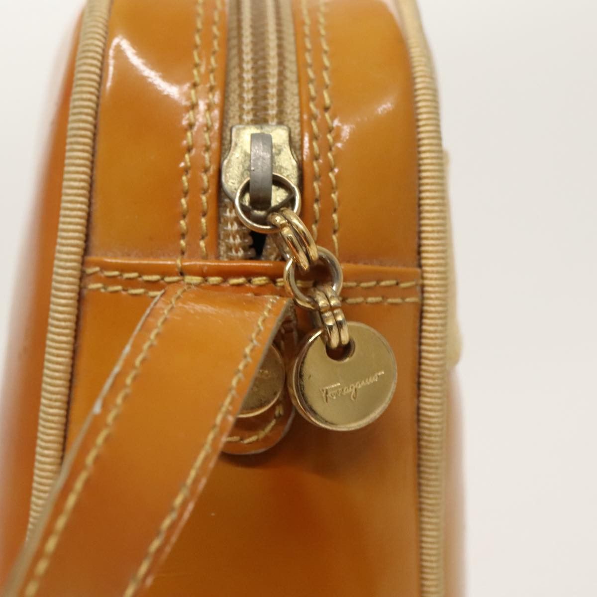 Salvatore Ferragamo Vara Brown Patent Leather Shoulder Bag (Pre-Owned) Size ONE SIZE - 14 Thumbnail