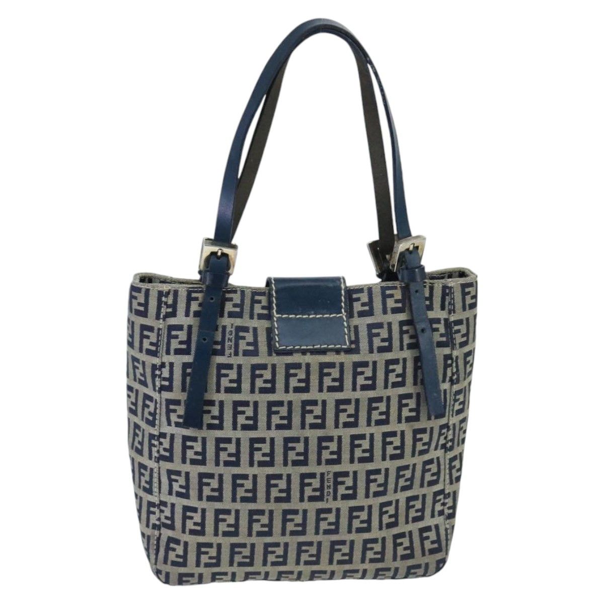 Fendi Zucchino Navy Canvas Handbag (Pre-Owned) Size ONE SIZE - 3 Thumbnail
