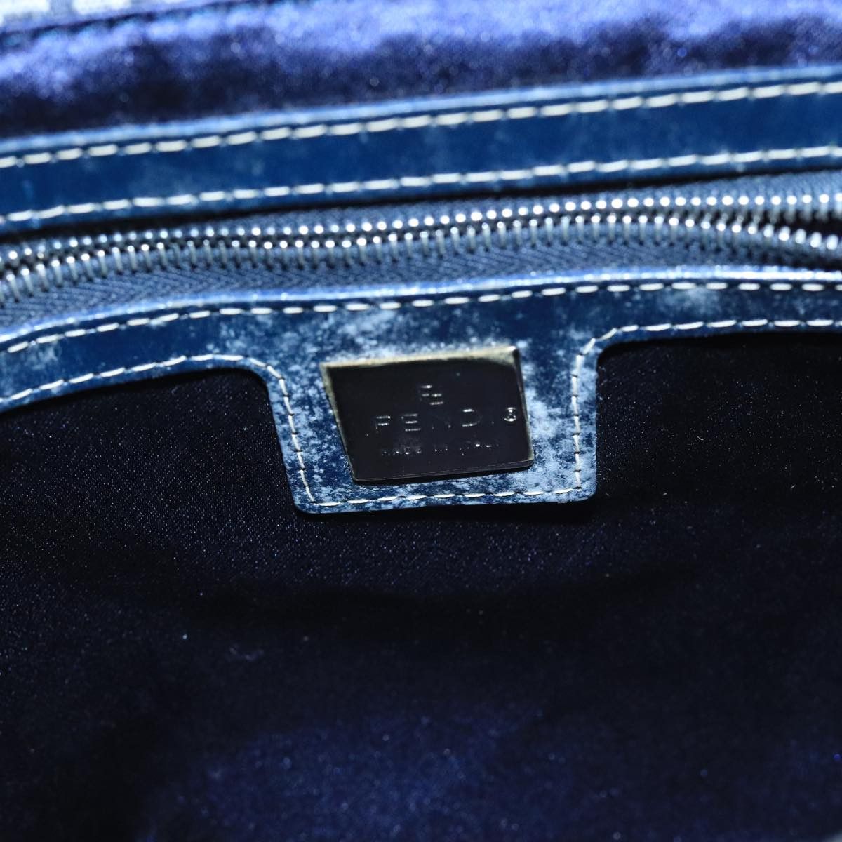 Fendi Zucchino Navy Canvas Handbag (Pre-Owned) Size ONE SIZE - 15 Thumbnail