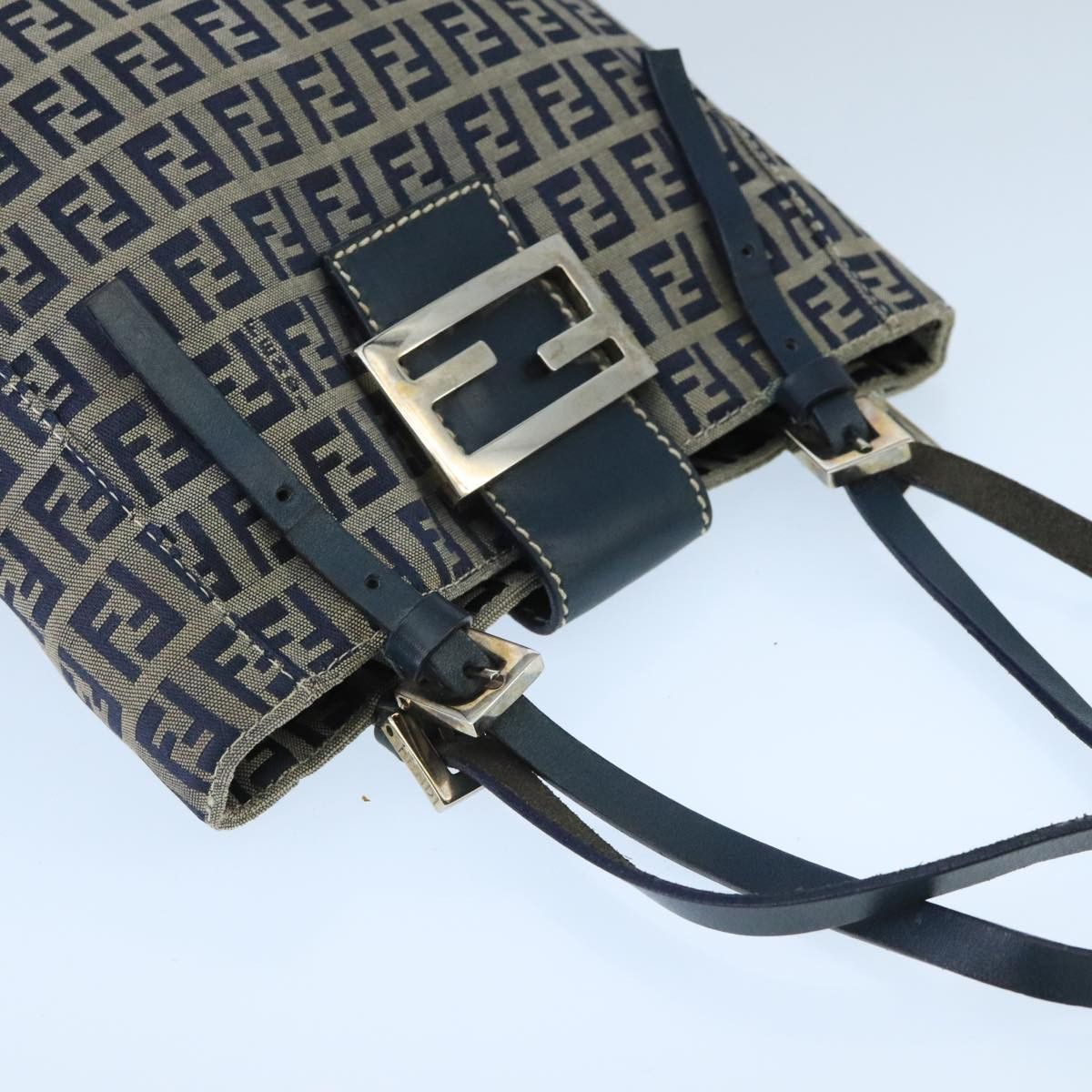Fendi Zucchino Navy Canvas Handbag (Pre-Owned) Size ONE SIZE - 6 Thumbnail