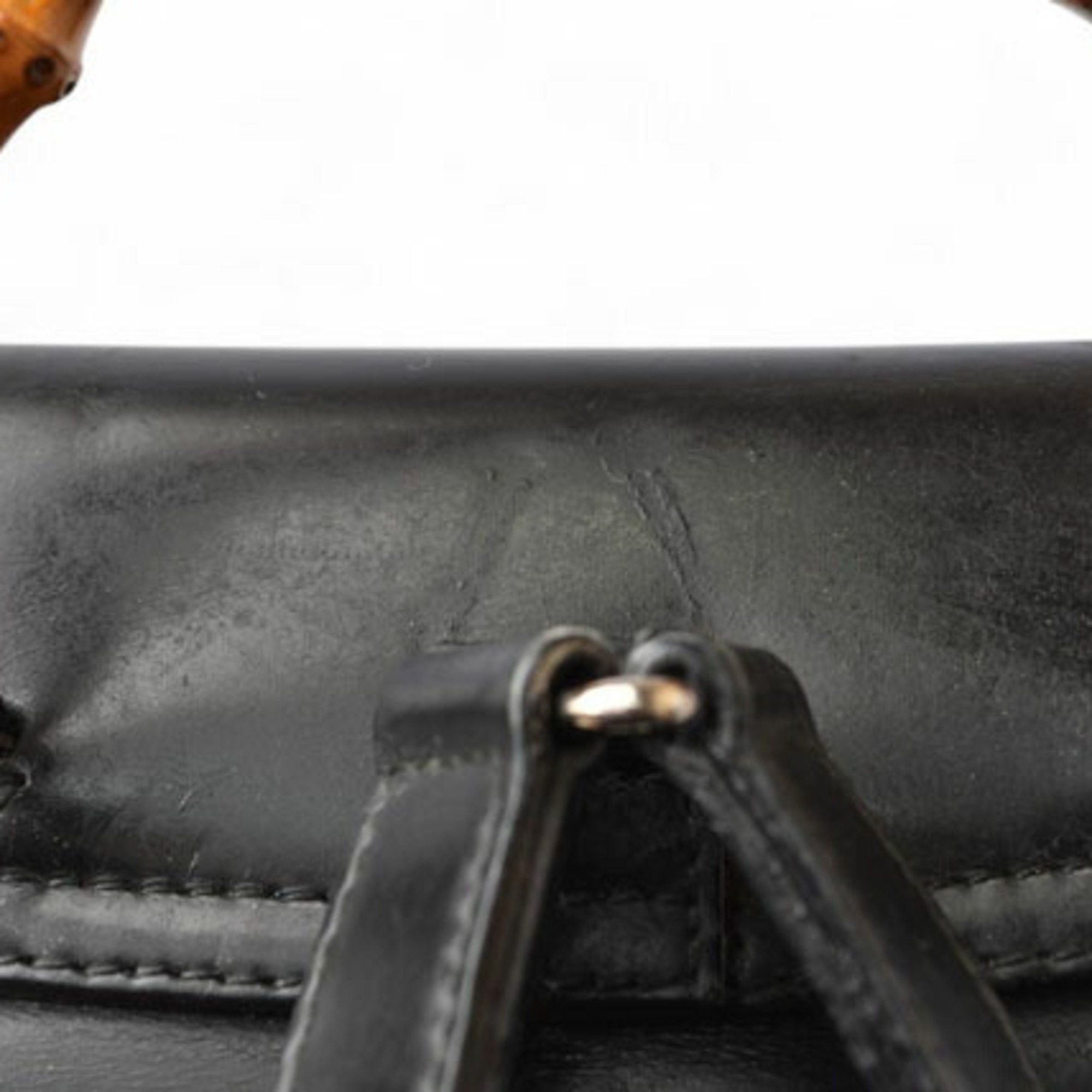 Gucci GUCCI Bamboo Backpack Canvas Leather Black Size ONE SIZE - 9 Thumbnail