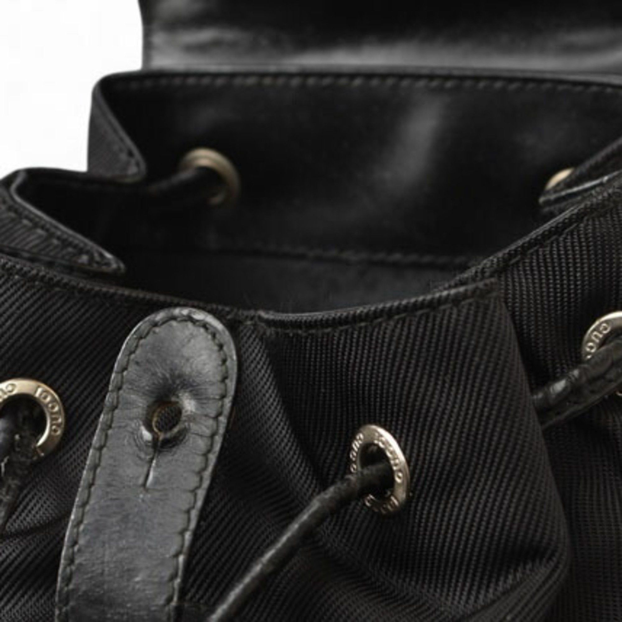 Gucci GUCCI Bamboo Backpack Canvas Leather Black Size ONE SIZE - 11 Thumbnail