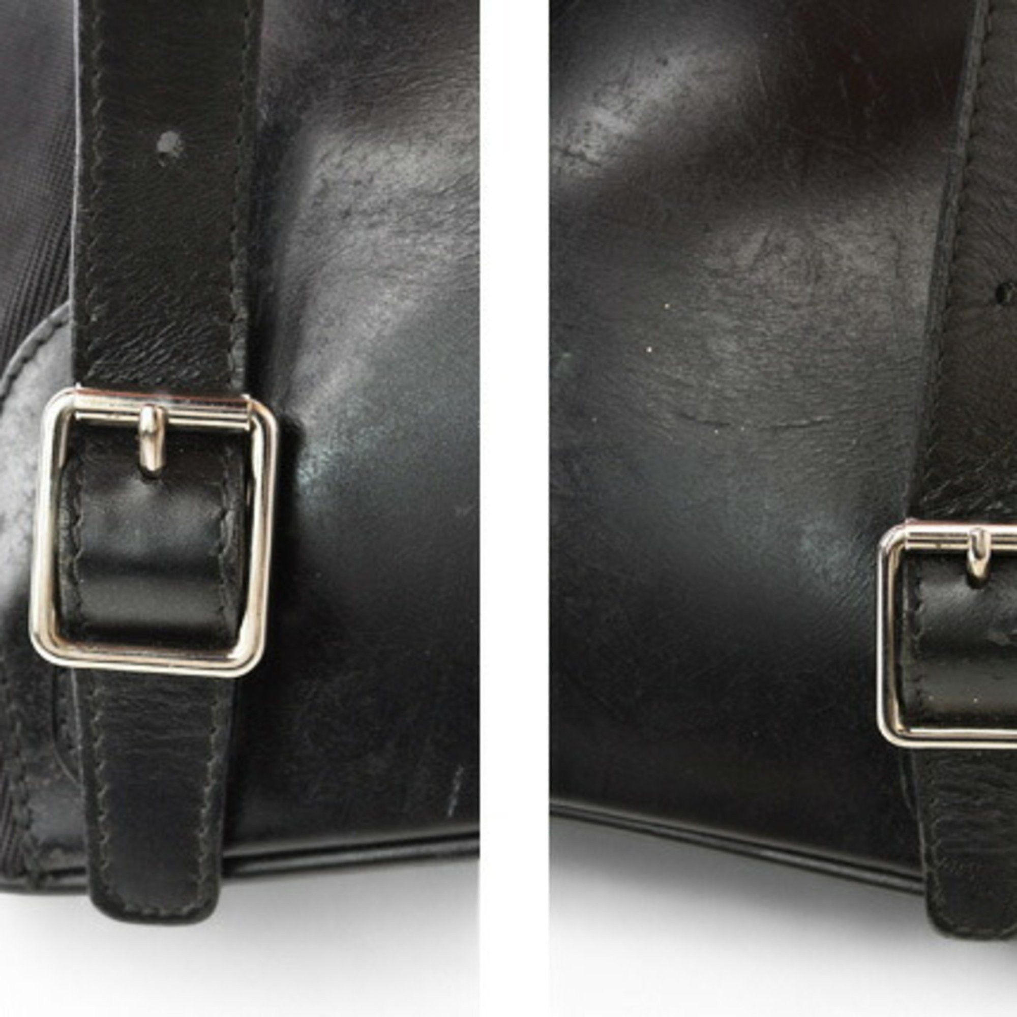 Gucci GUCCI Bamboo Backpack Canvas Leather Black Size ONE SIZE - 4 Thumbnail