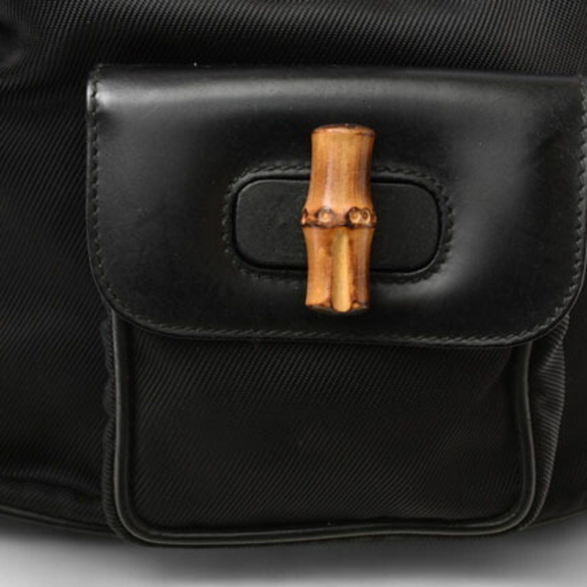 Gucci GUCCI Bamboo Backpack Canvas Leather Black Size ONE SIZE - 7 Thumbnail