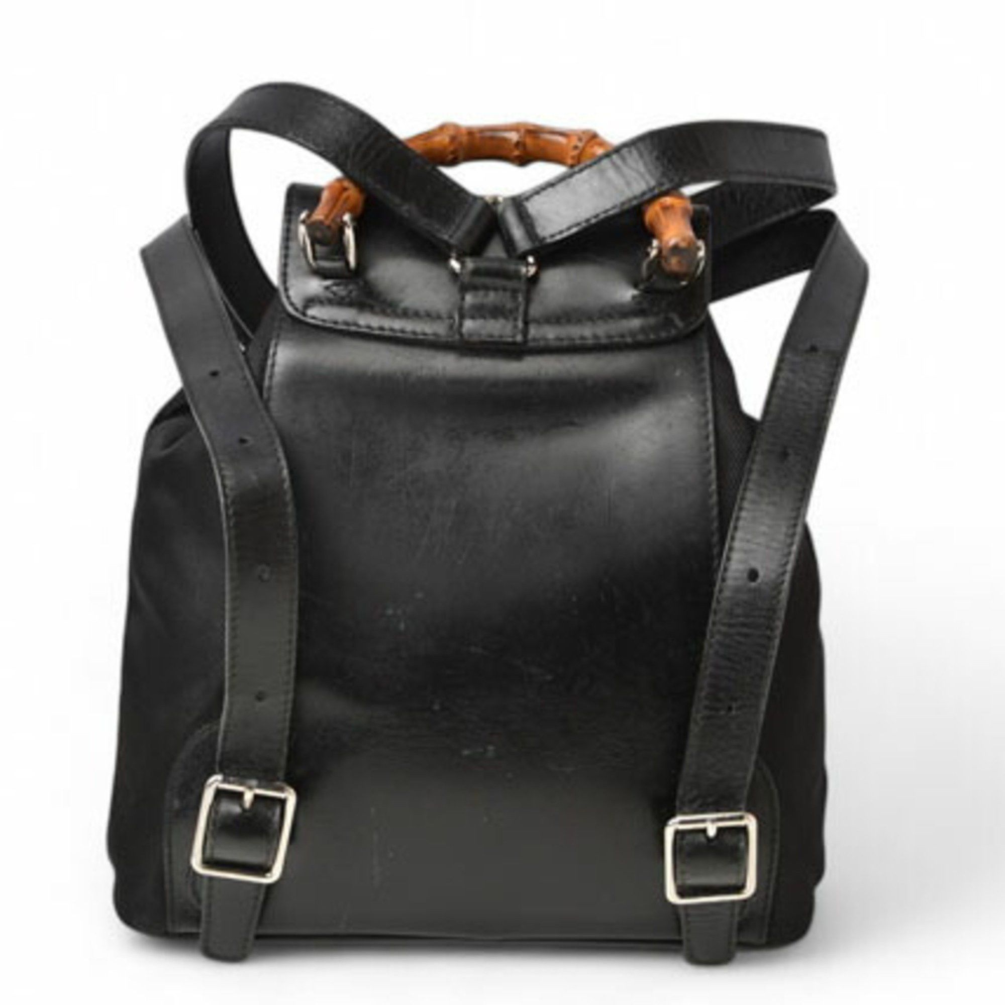 Gucci GUCCI Bamboo Backpack Canvas Leather Black Size ONE SIZE - 8 Thumbnail