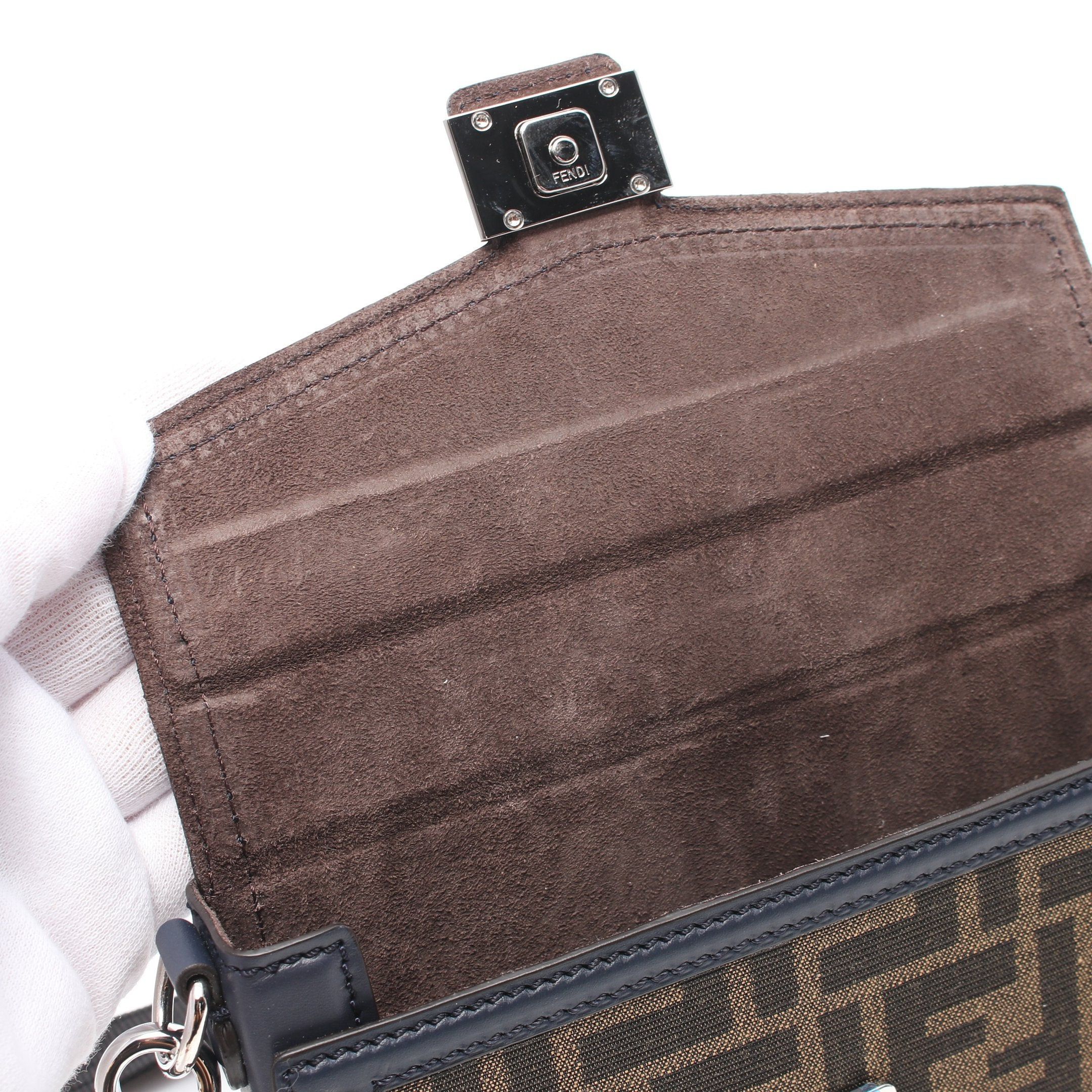 Fendi Fendi Phone Pouch Baguette Bucket Shoulder Bag Canvas Leather Brown Navy Size ONE SIZE - 5 Thumbnail