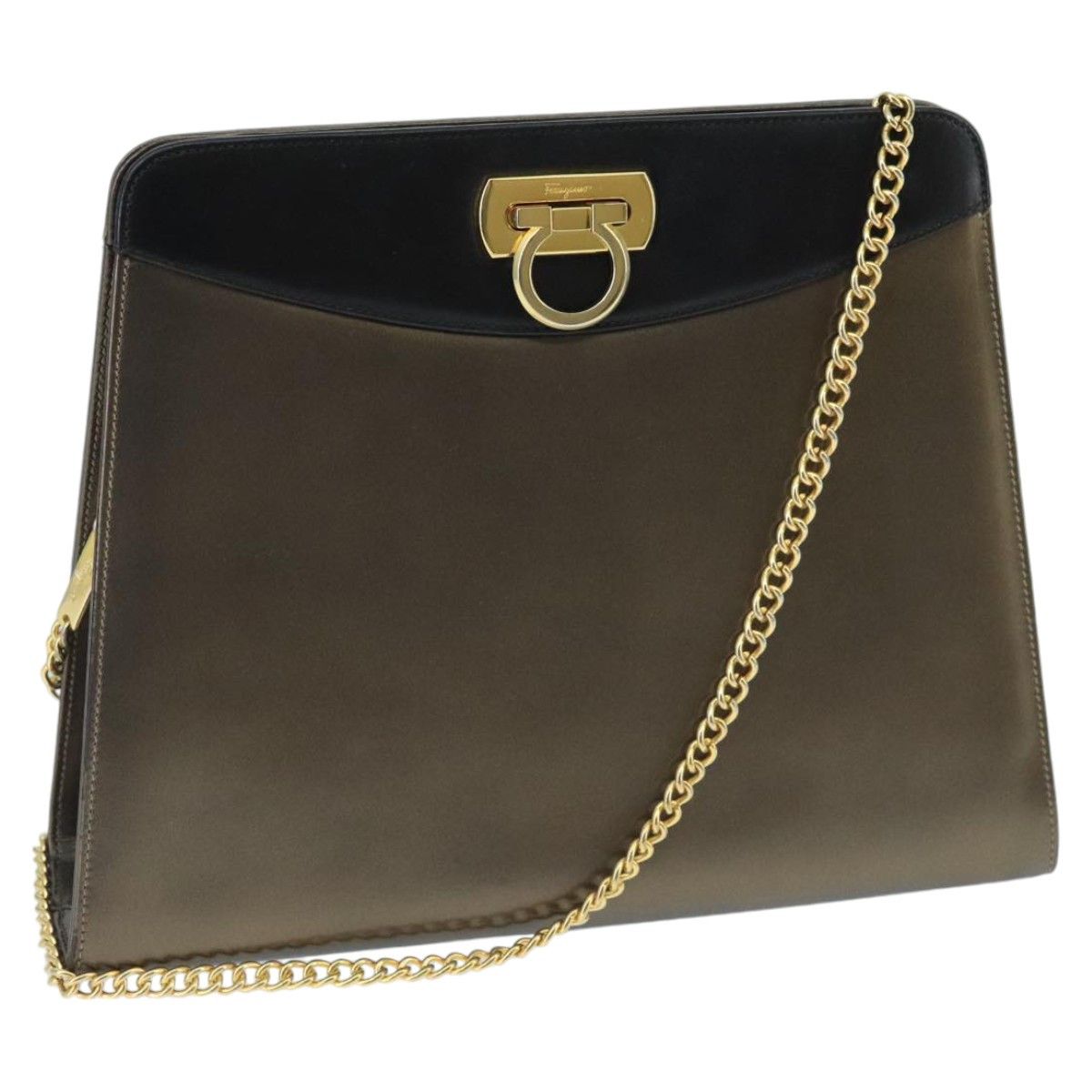 Salvatore Ferragamo Gancio Brown Patent Leather Shoulder Bag (Pre-Owned) Size ONE SIZE - 18 Thumbnail