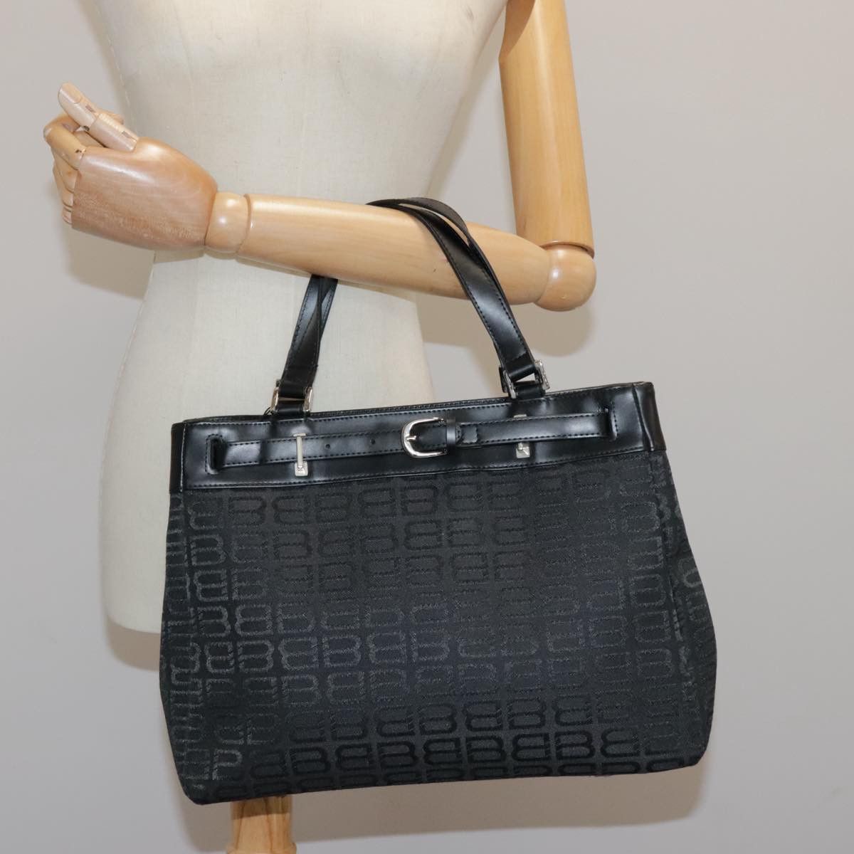 Balenciaga Bb Logo Black Canvas Tote Bag (Pre-Owned) Size ONE SIZE - 10 Thumbnail