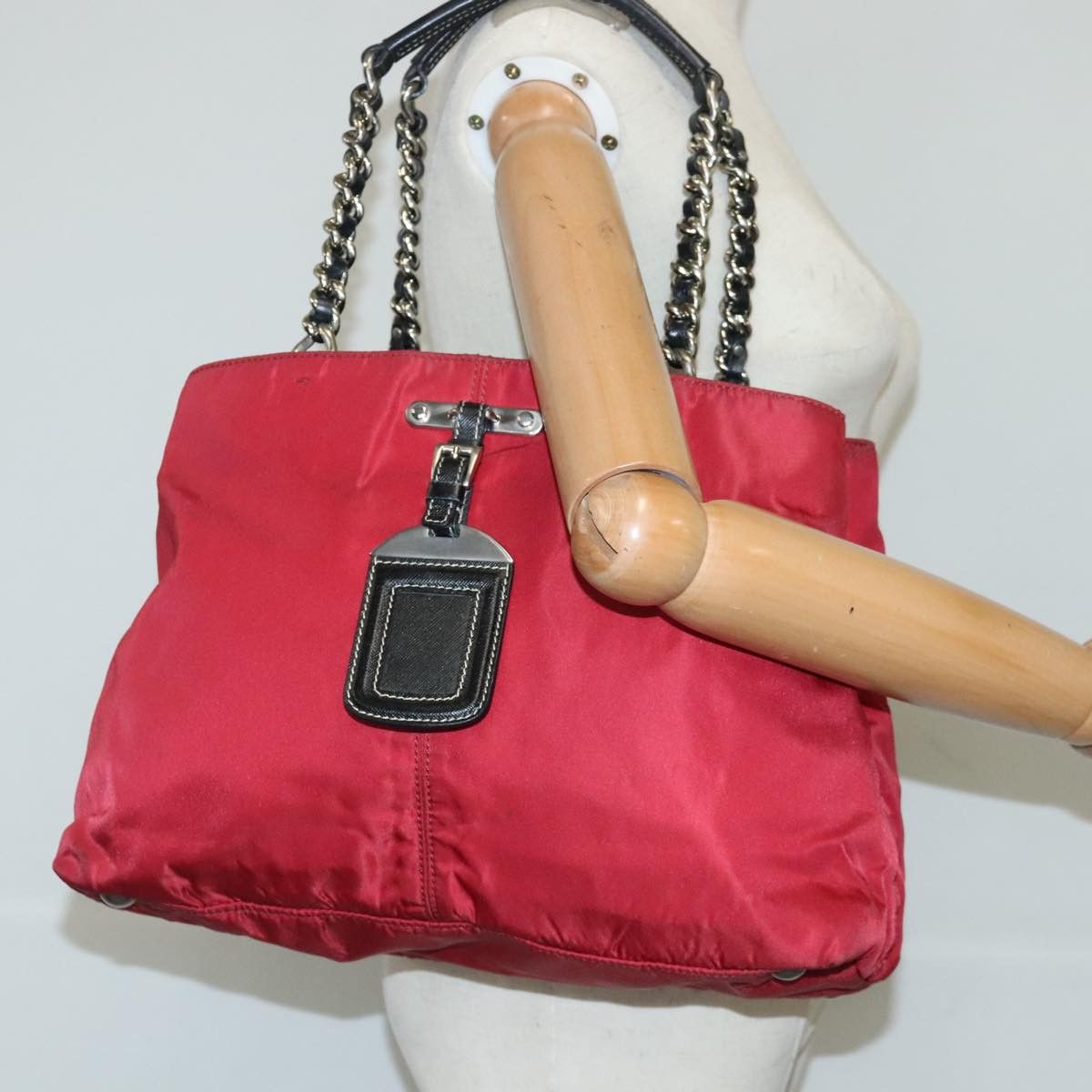 Prada Tessuto Red Synthetic Tote Bag (Pre-Owned) Size ONE SIZE - 11 Thumbnail