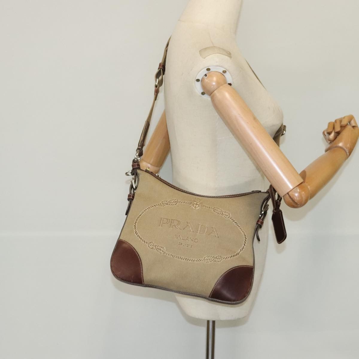 Prada Canapa Beige Canvas Shoulder Bag (Pre-Owned) Size ONE SIZE - 11 Thumbnail