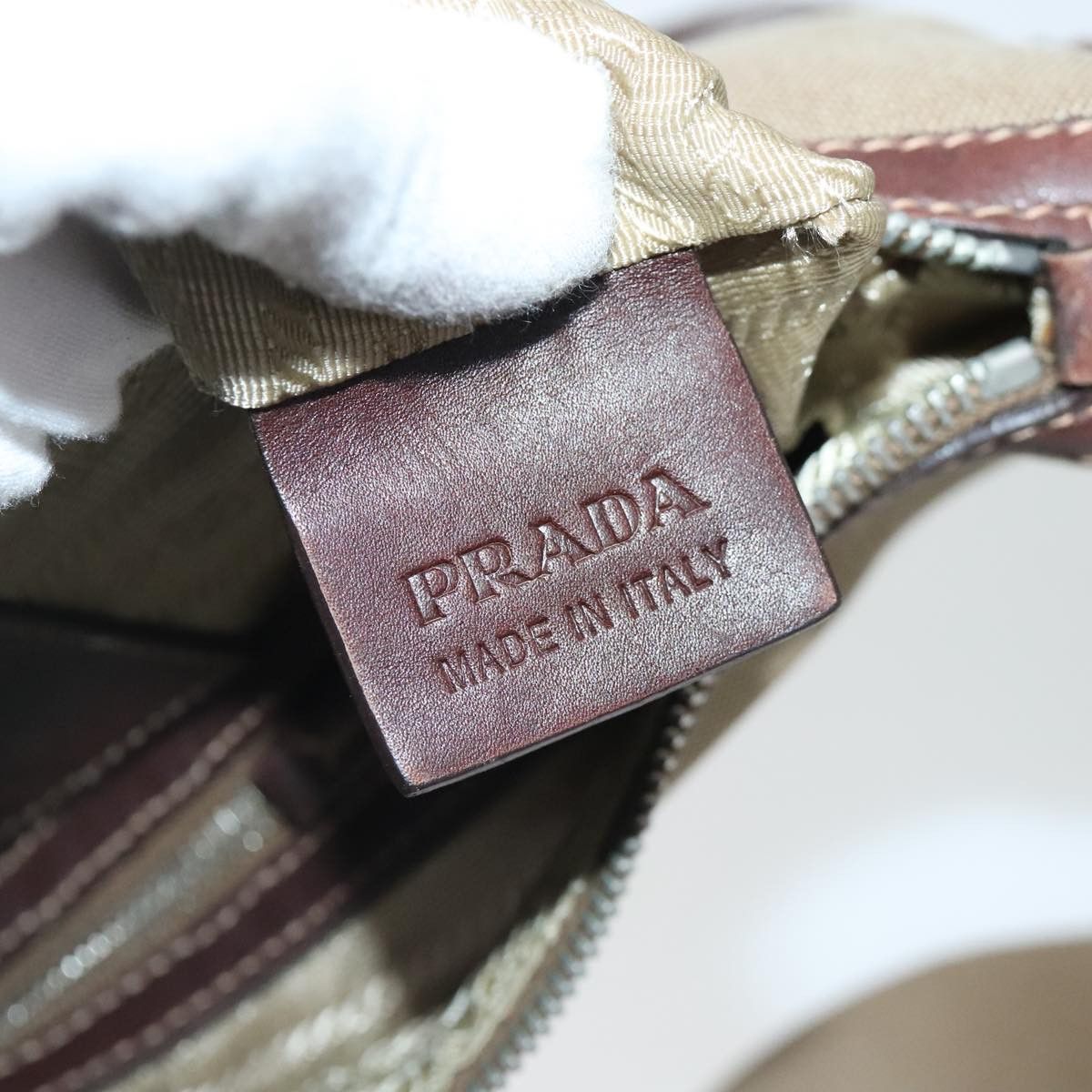 Prada Canapa Beige Canvas Shoulder Bag (Pre-Owned) Size ONE SIZE - 12 Thumbnail