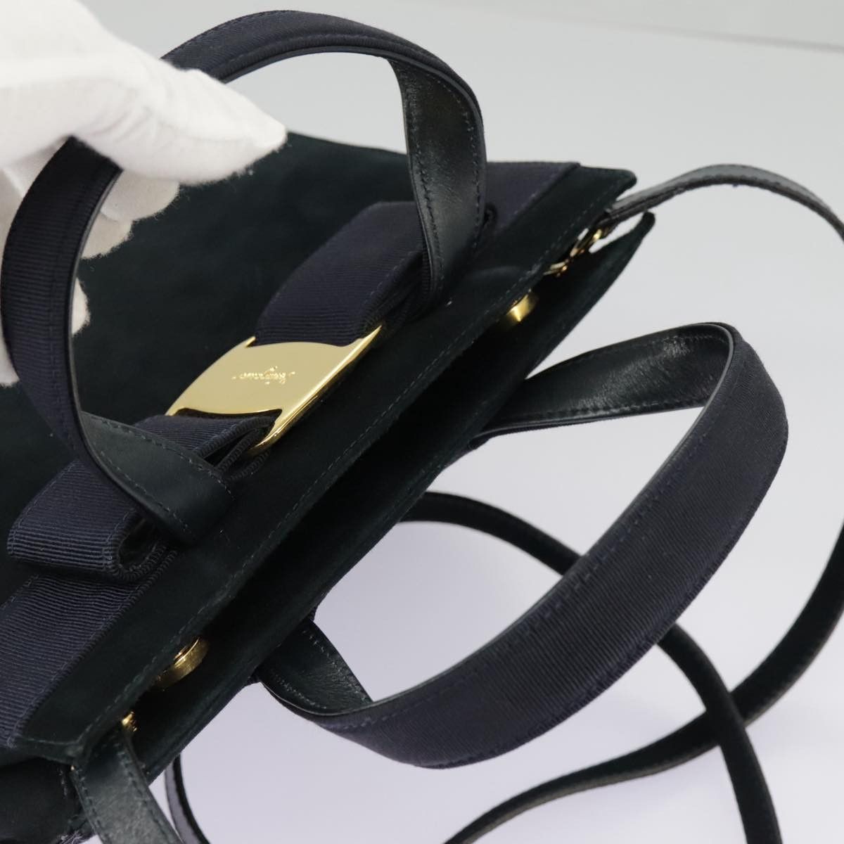 Salvatore Ferragamo Navy Suede Handbag (Pre-Owned) Size ONE SIZE - 15 Thumbnail