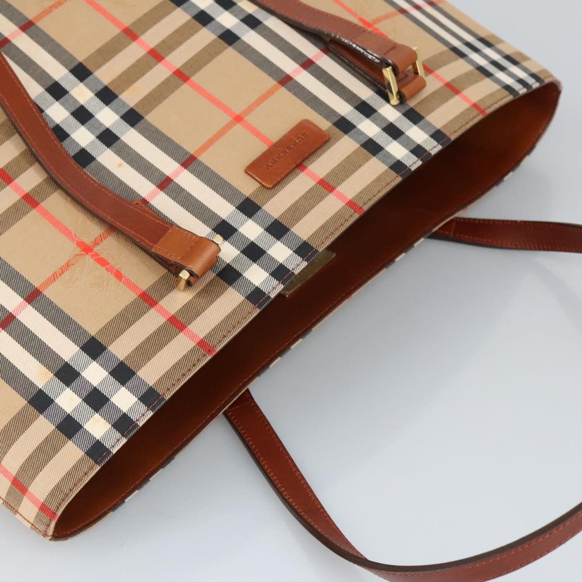 Burberry Nova Check Beige Canvas Tote Bag (Pre-Owned) Size ONE SIZE - 5 Thumbnail