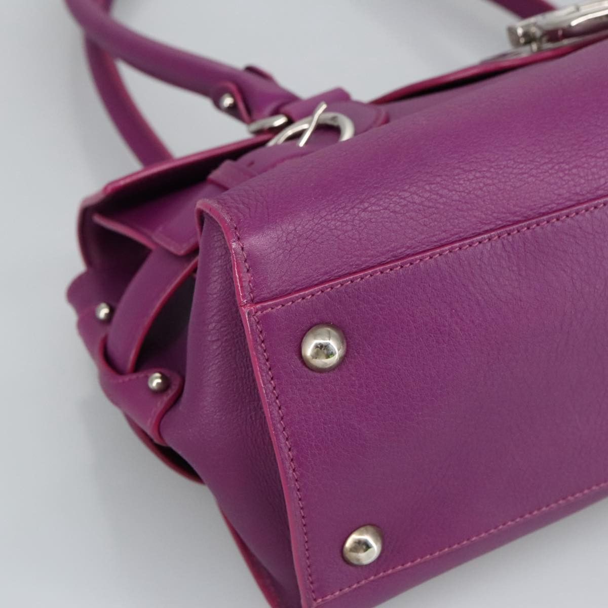 Salvatore Ferragamo Gancini Purple Leather Shoulder Bag (Pre-Owned) Size ONE SIZE - 7 Thumbnail