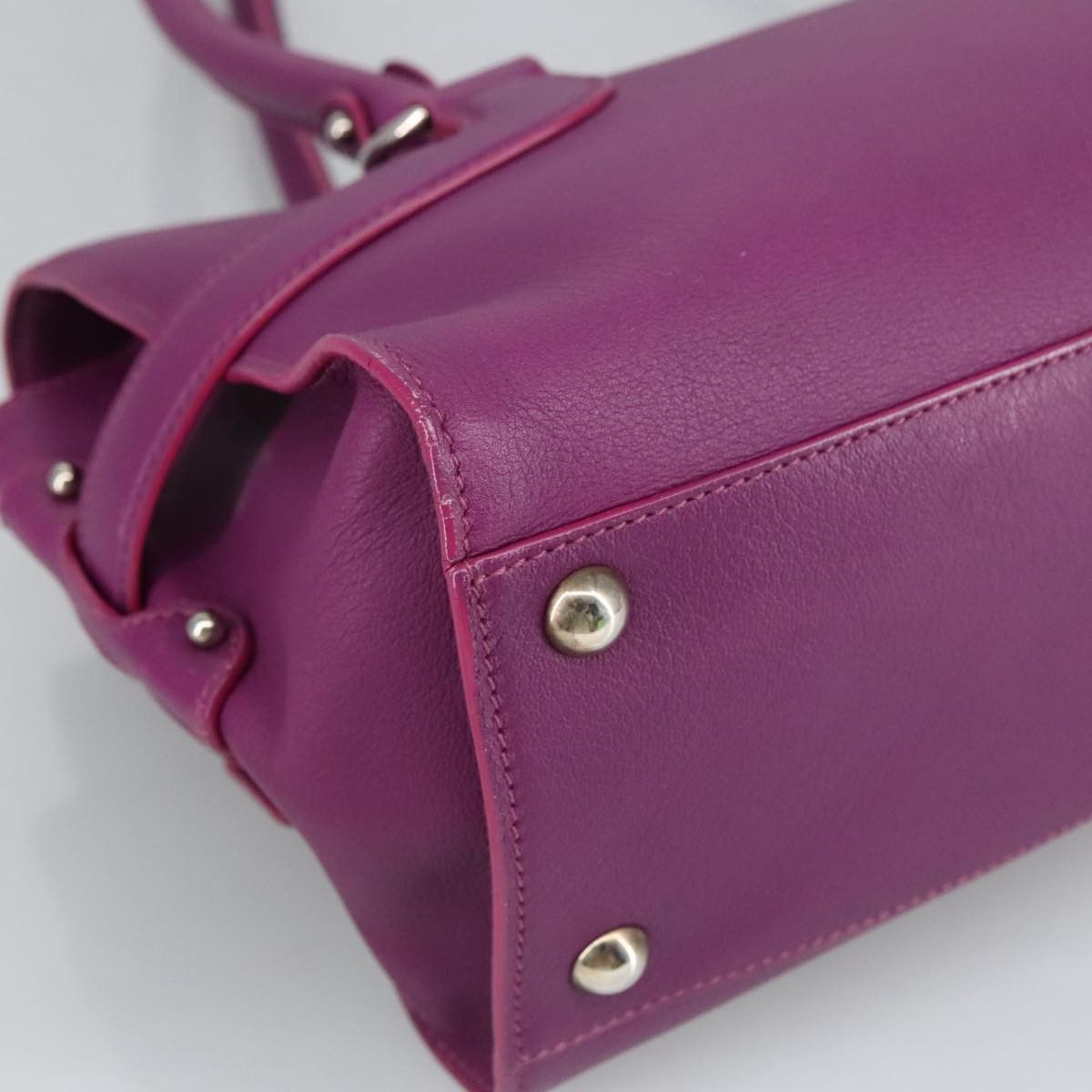 Salvatore Ferragamo Gancini Purple Leather Shoulder Bag (Pre-Owned) Size ONE SIZE - 9 Thumbnail