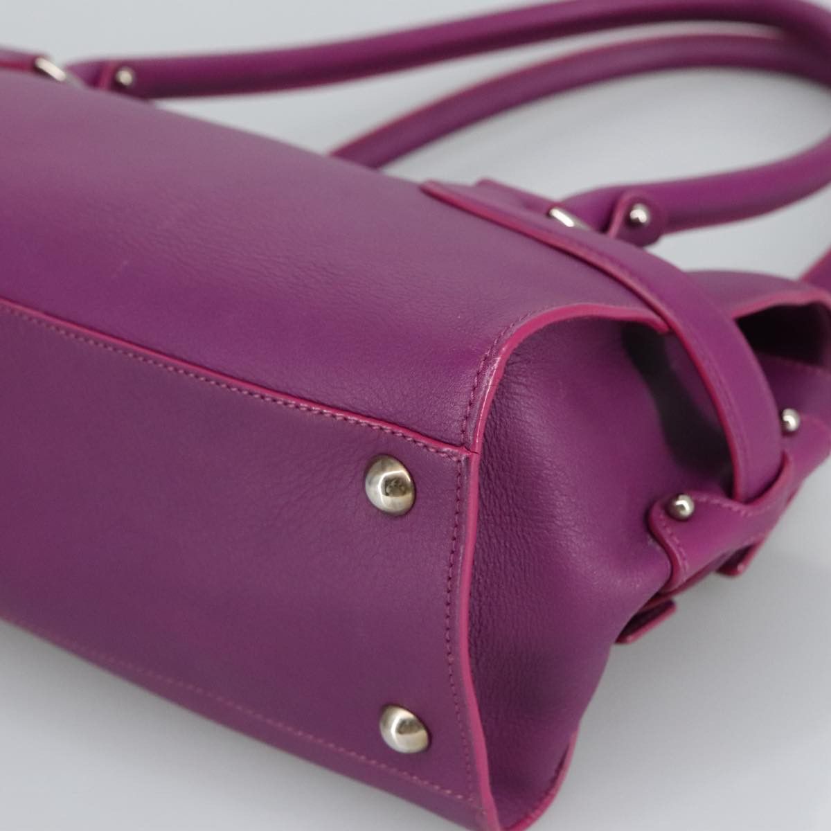 Salvatore Ferragamo Gancini Purple Leather Shoulder Bag (Pre-Owned) Size ONE SIZE - 8 Thumbnail