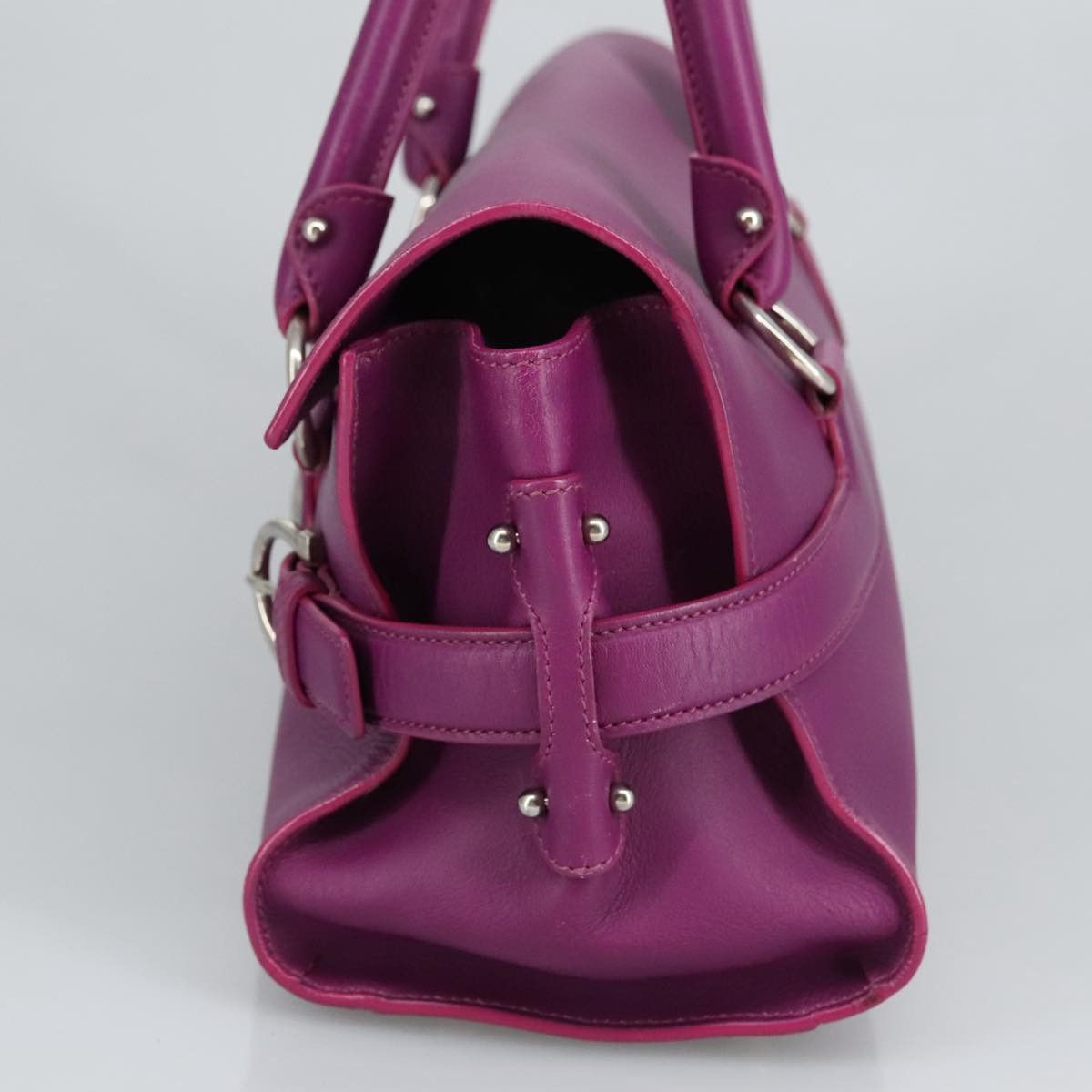 Salvatore Ferragamo Gancini Purple Leather Shoulder Bag (Pre-Owned) Size ONE SIZE - 4 Thumbnail