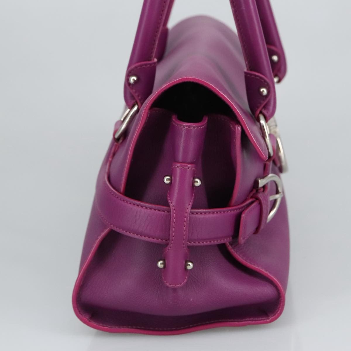Salvatore Ferragamo Gancini Purple Leather Shoulder Bag (Pre-Owned) Size ONE SIZE - 3 Thumbnail