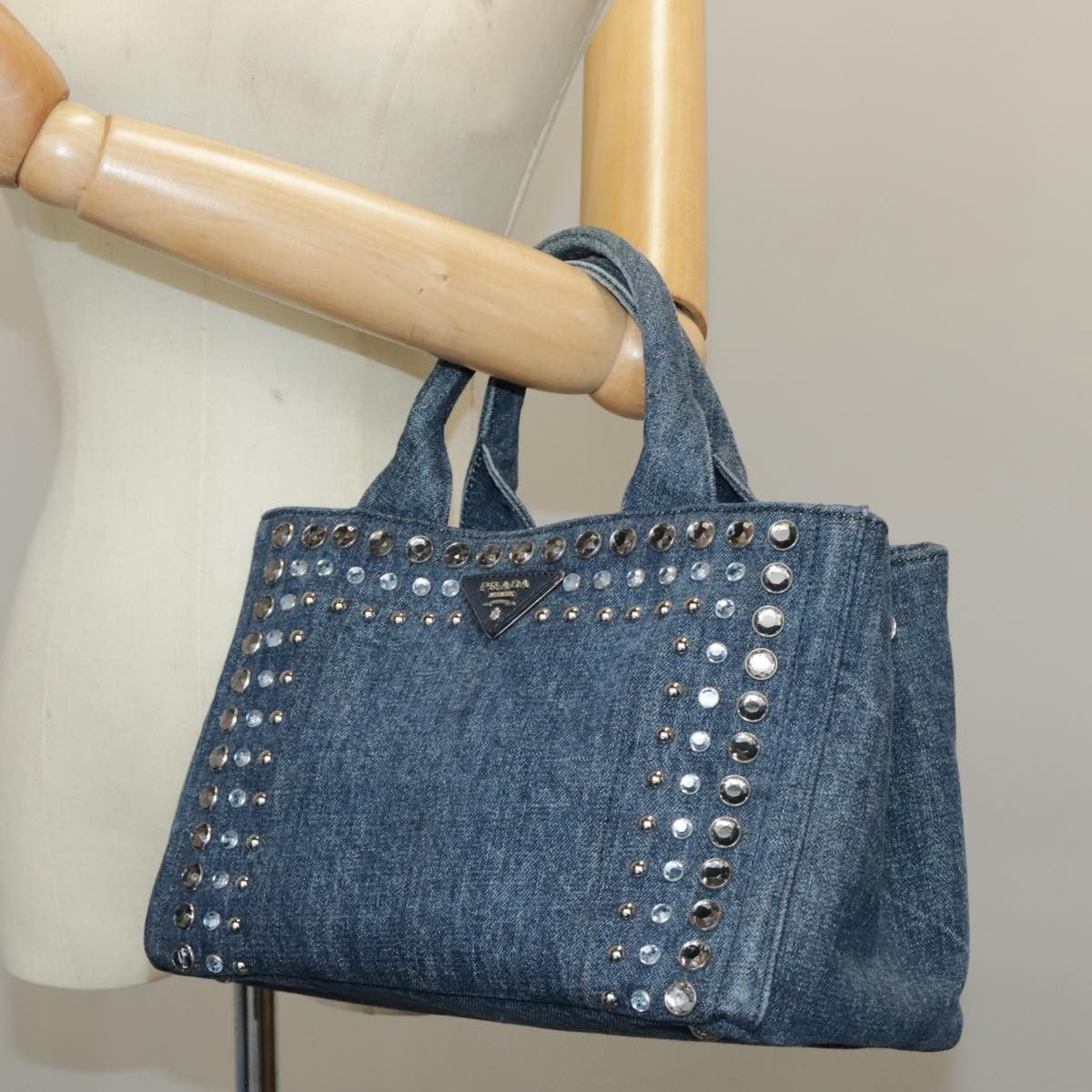 Prada Canapa Blue Denim - Jeans Handbag (Pre-Owned) Size ONE SIZE - 11 Thumbnail