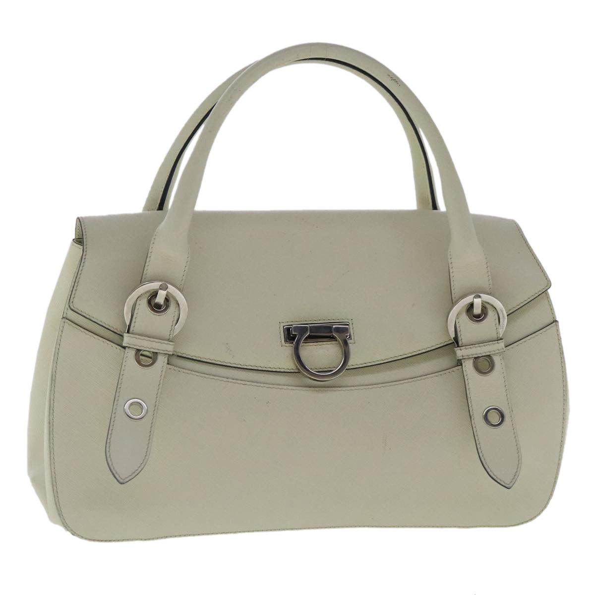 Salvatore Ferragamo Gancini White Leather Handbag (Pre-Owned) Size ONE SIZE - 17 Thumbnail