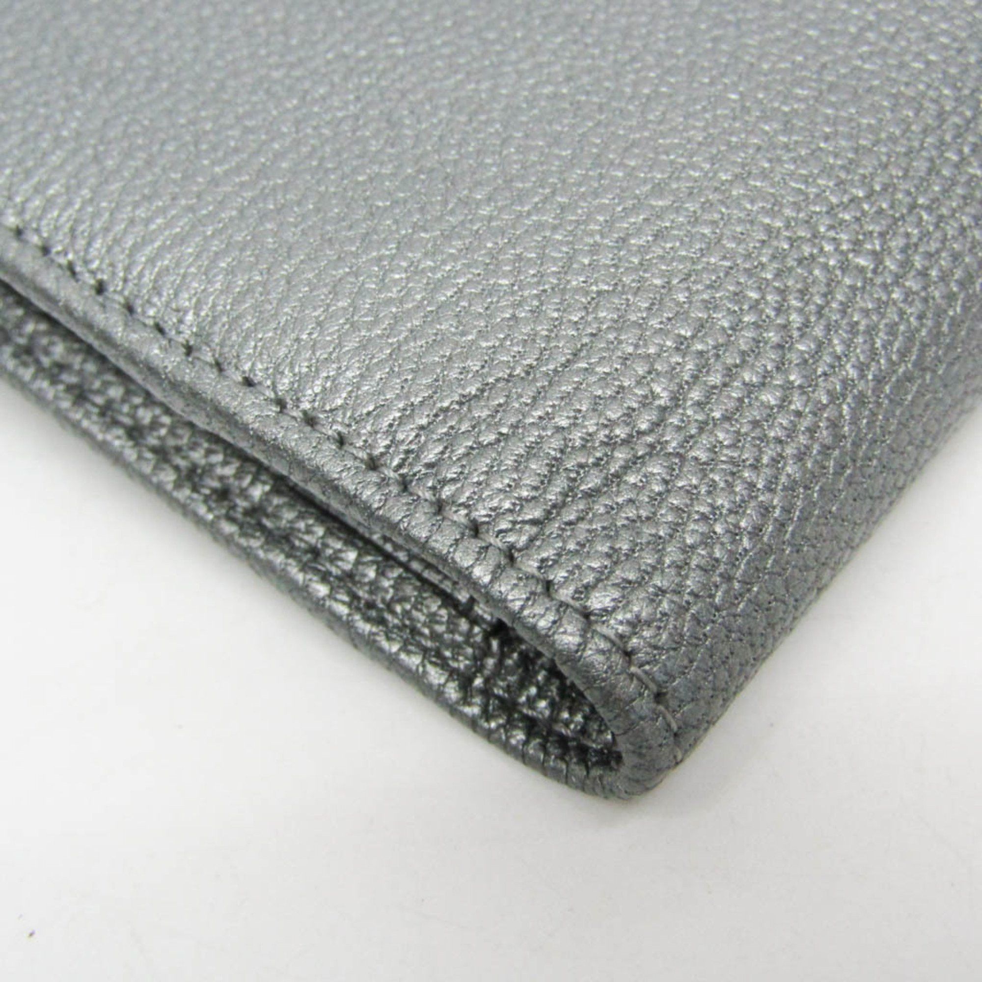 Chanel Coco Mark Silver Leather Wallet (Pre-Owned) Size ONE SIZE - 11 Thumbnail