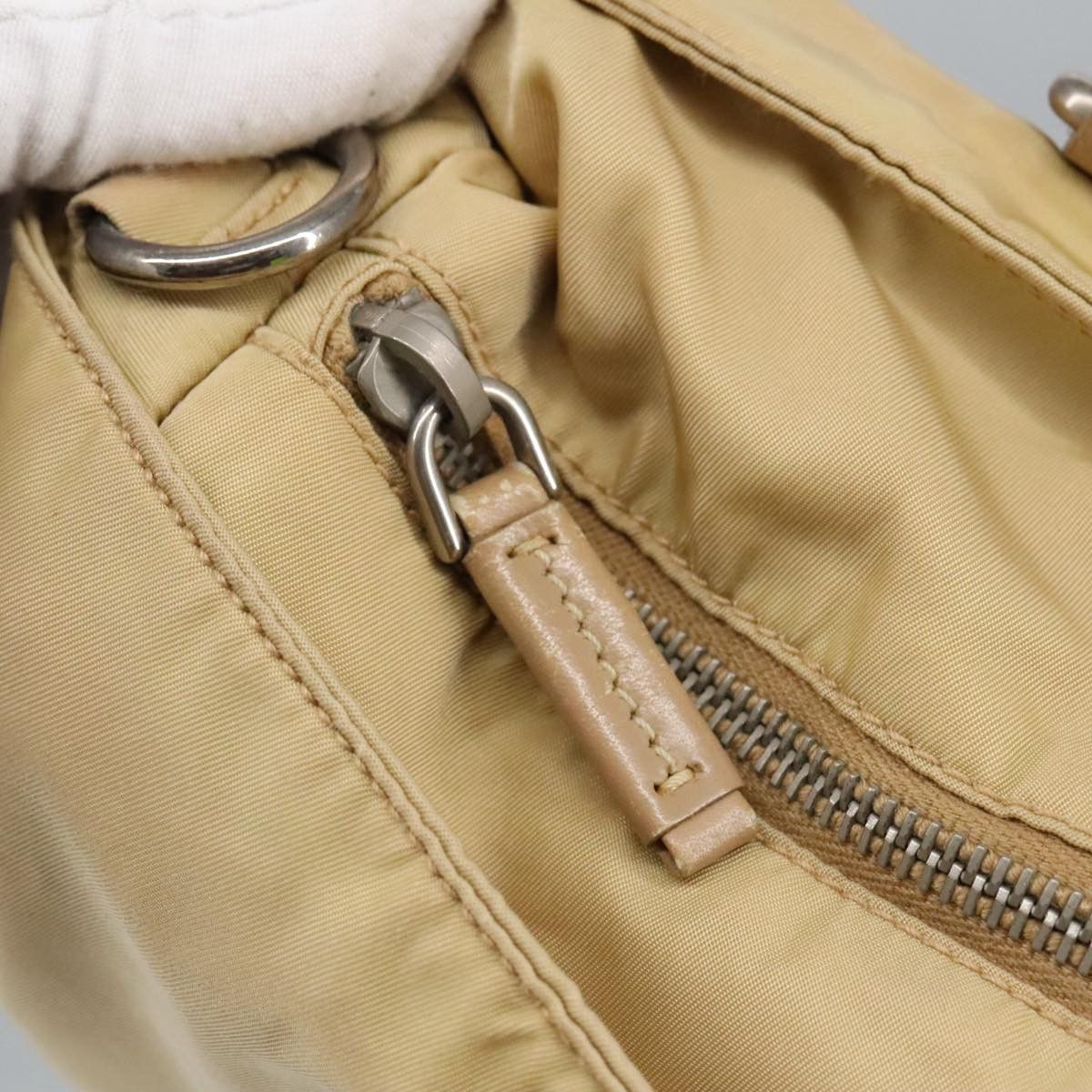 Prada Triangle Logo Beige Synthetic Handbag (Pre-Owned) Size ONE SIZE - 12 Thumbnail