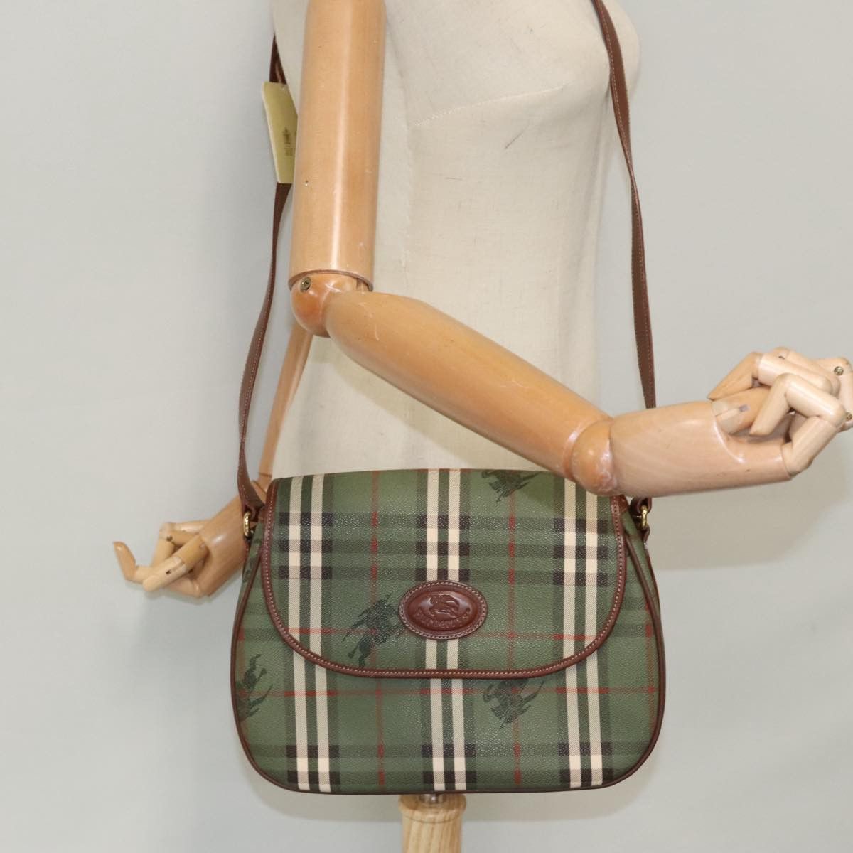 Burberry Nova Check Green Canvas Shoulder Bag (Pre-Owned) Size ONE SIZE - 9 Thumbnail