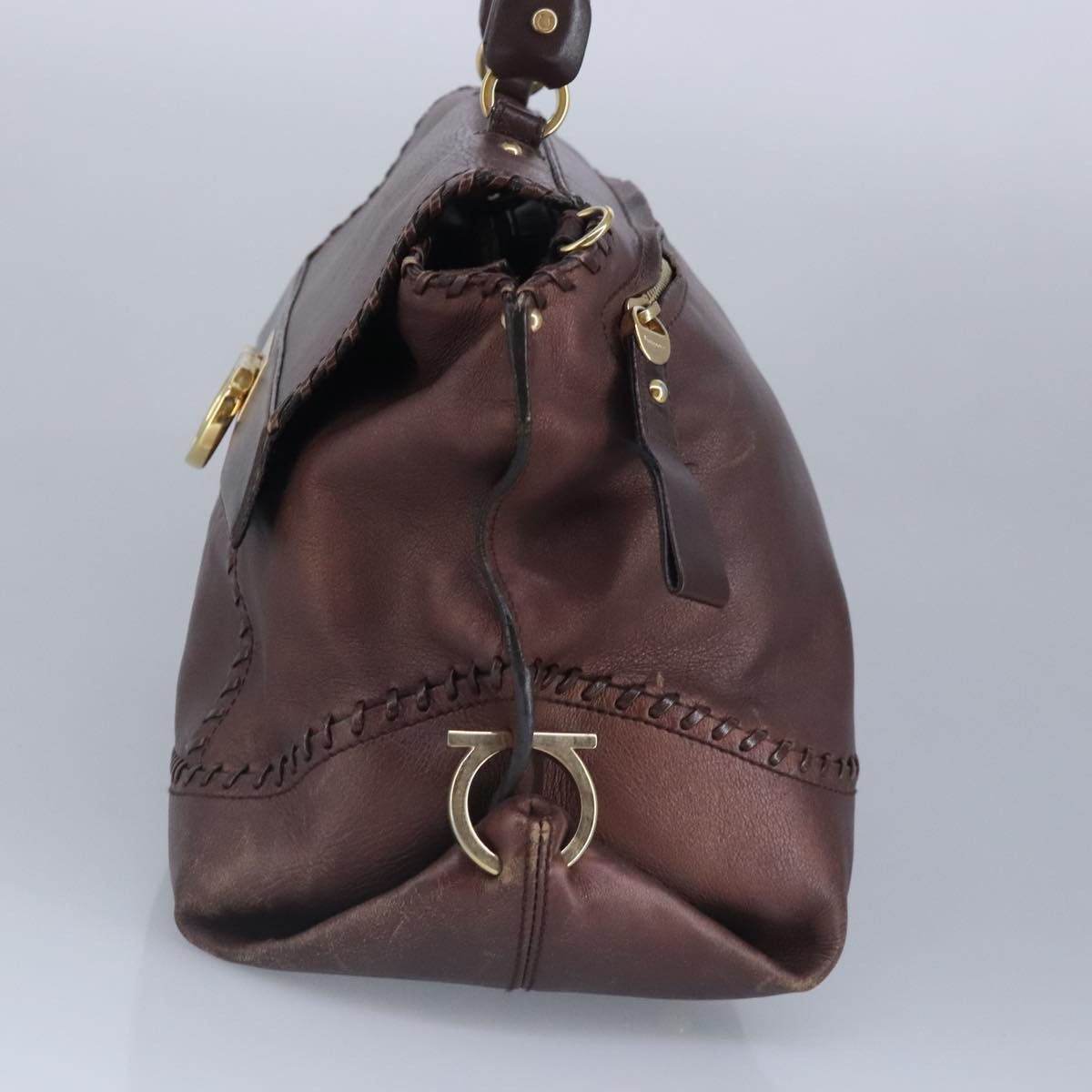 Salvatore Ferragamo Brown Leather Handbag (Pre-Owned) Size ONE SIZE - 4 Thumbnail