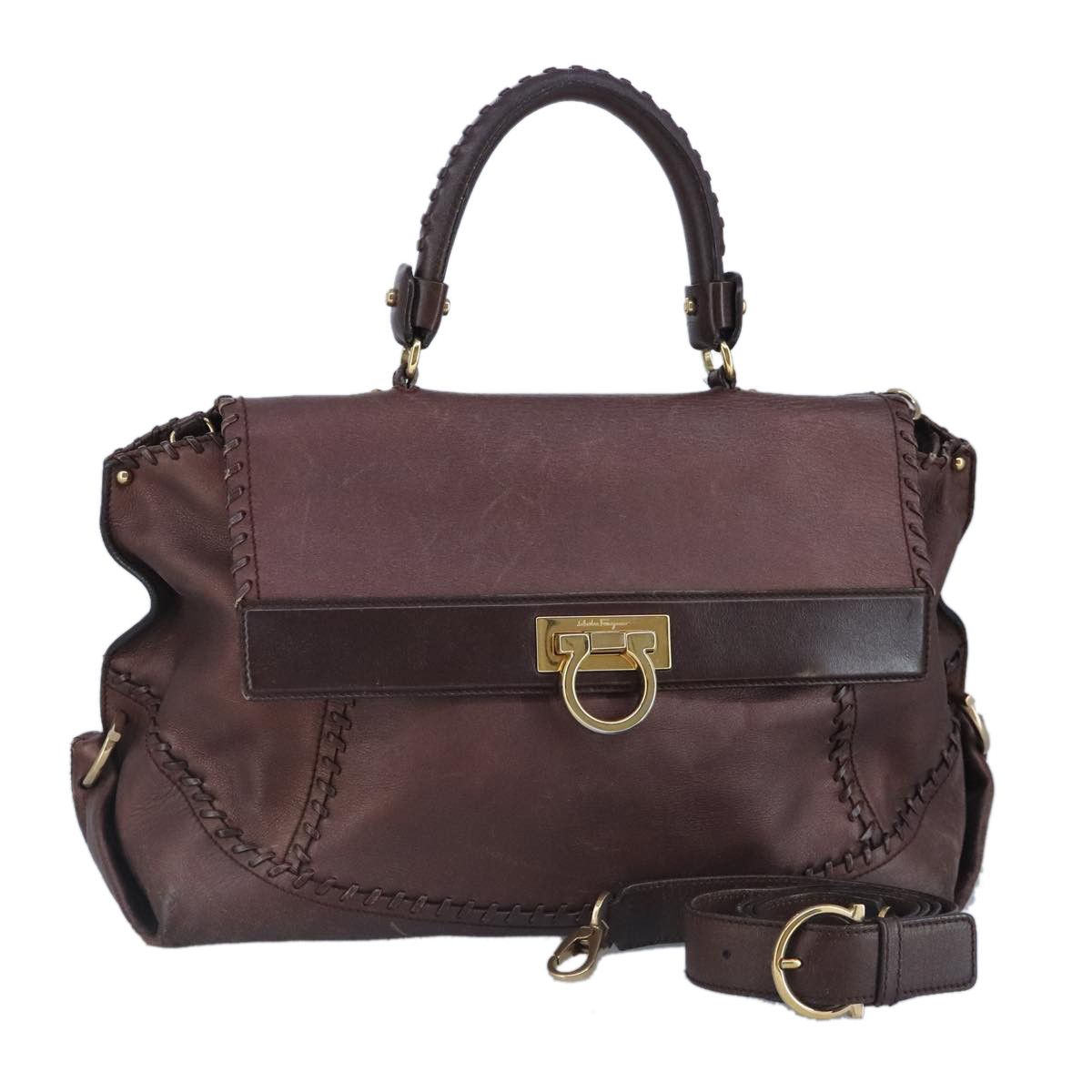 Salvatore Ferragamo Brown Leather Handbag (Pre-Owned) Size ONE SIZE - 16 Thumbnail