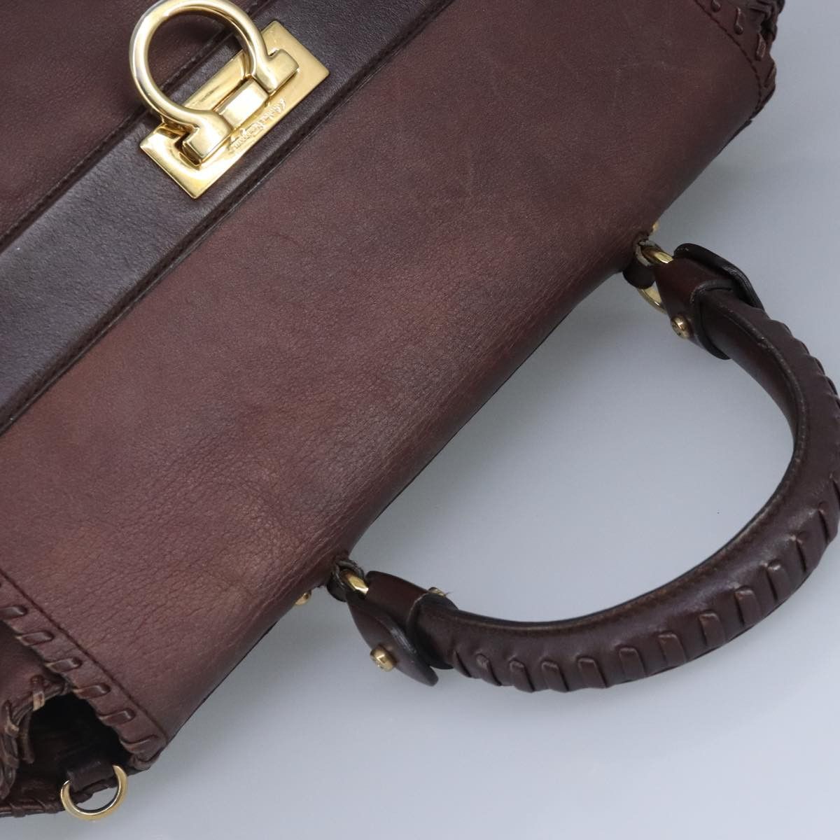 Salvatore Ferragamo Brown Leather Handbag (Pre-Owned) Size ONE SIZE - 10 Thumbnail