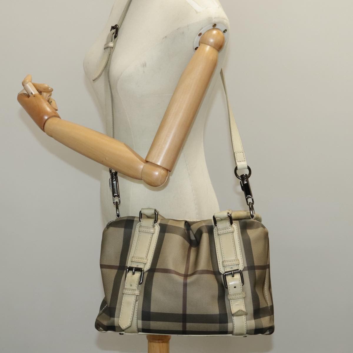 Burberry Nova Check Beige Canvas Handbag (Pre-Owned) Size ONE SIZE - 16 Thumbnail