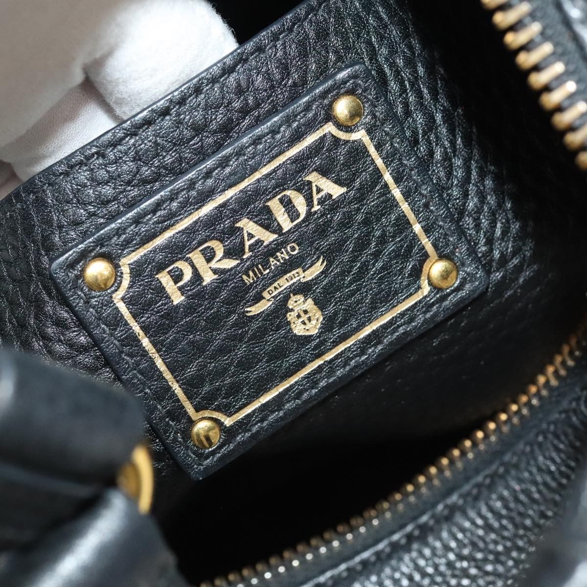 Prada Vitello Black Leather Shoulder Bag (Pre-Owned) Size ONE SIZE - 13 Thumbnail