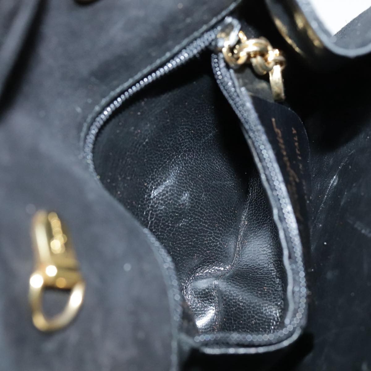 Salvatore Ferragamo Gancini Black Suede Shoulder Bag (Pre-Owned) Size ONE SIZE - 9 Thumbnail