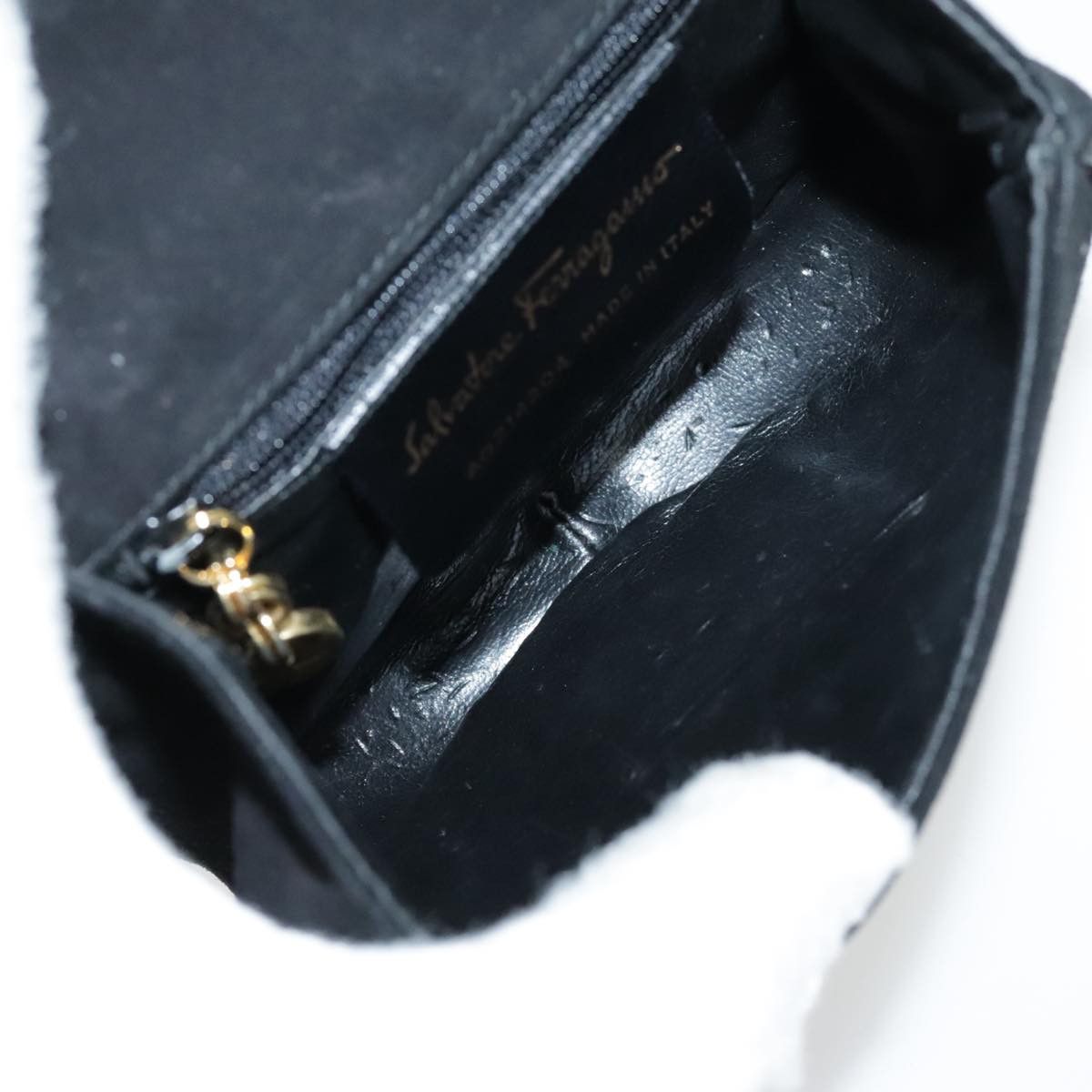 Salvatore Ferragamo Gancini Black Suede Shoulder Bag (Pre-Owned) Size ONE SIZE - 12 Thumbnail