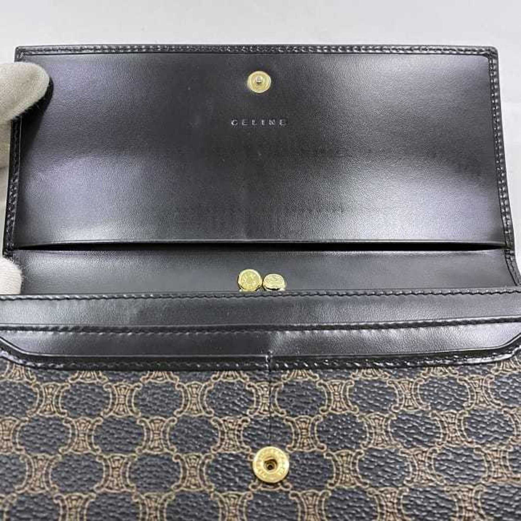 Celine Celine Bi-fold Long Wallet f-21899 Black Brown Macadam DF 0P227 300 00 PVC Leather M/00/1 CELINE Flap with Clasp Size ONE SIZE - 7 Thumbnail