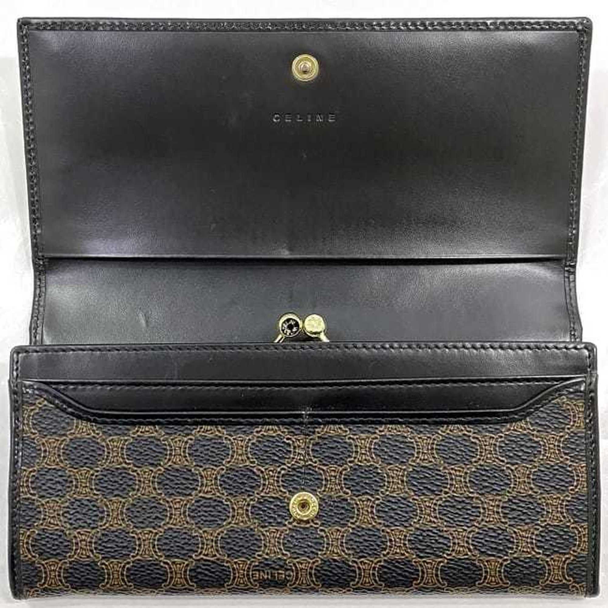 Celine Celine Bi-fold Long Wallet f-21899 Black Brown Macadam DF 0P227 300 00 PVC Leather M/00/1 CELINE Flap with Clasp Size ONE SIZE - 6 Thumbnail