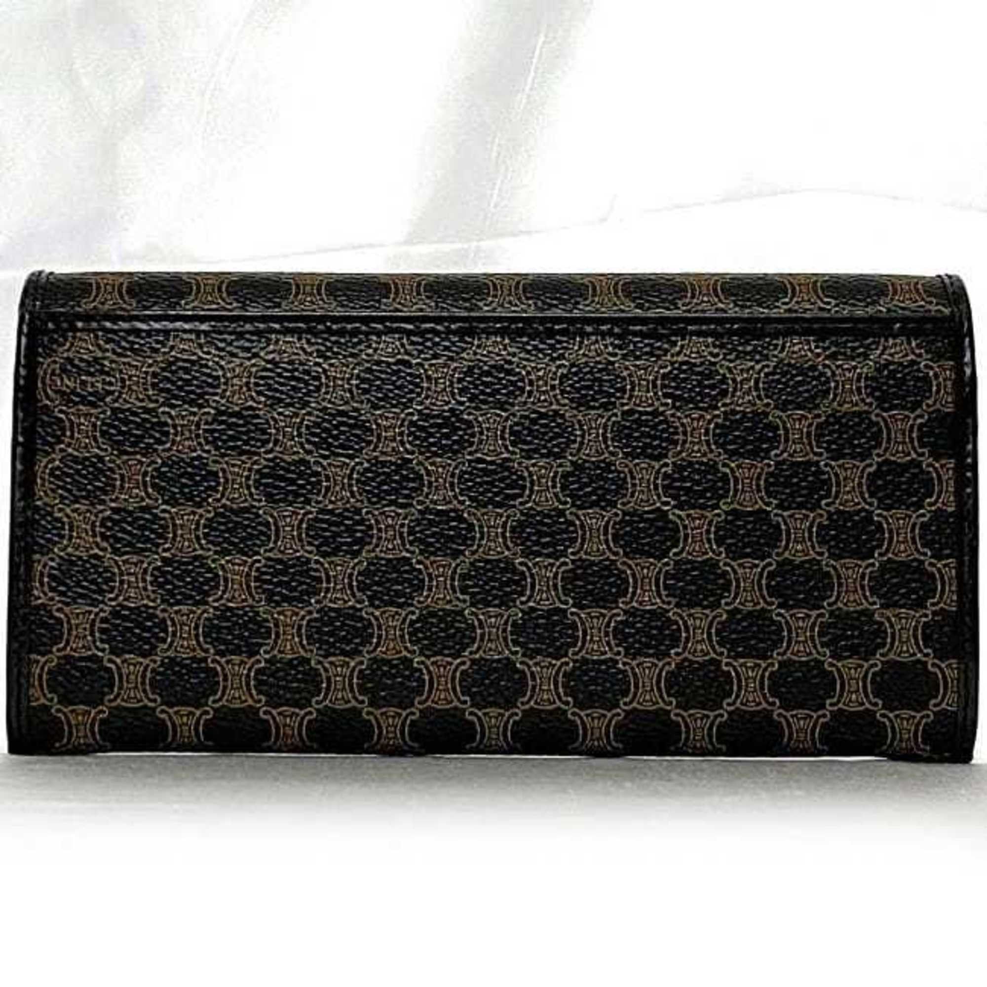 Celine Celine Bi-fold Long Wallet f-21899 Black Brown Macadam DF 0P227 300 00 PVC Leather M/00/1 CELINE Flap with Clasp Size ONE SIZE - 4 Thumbnail