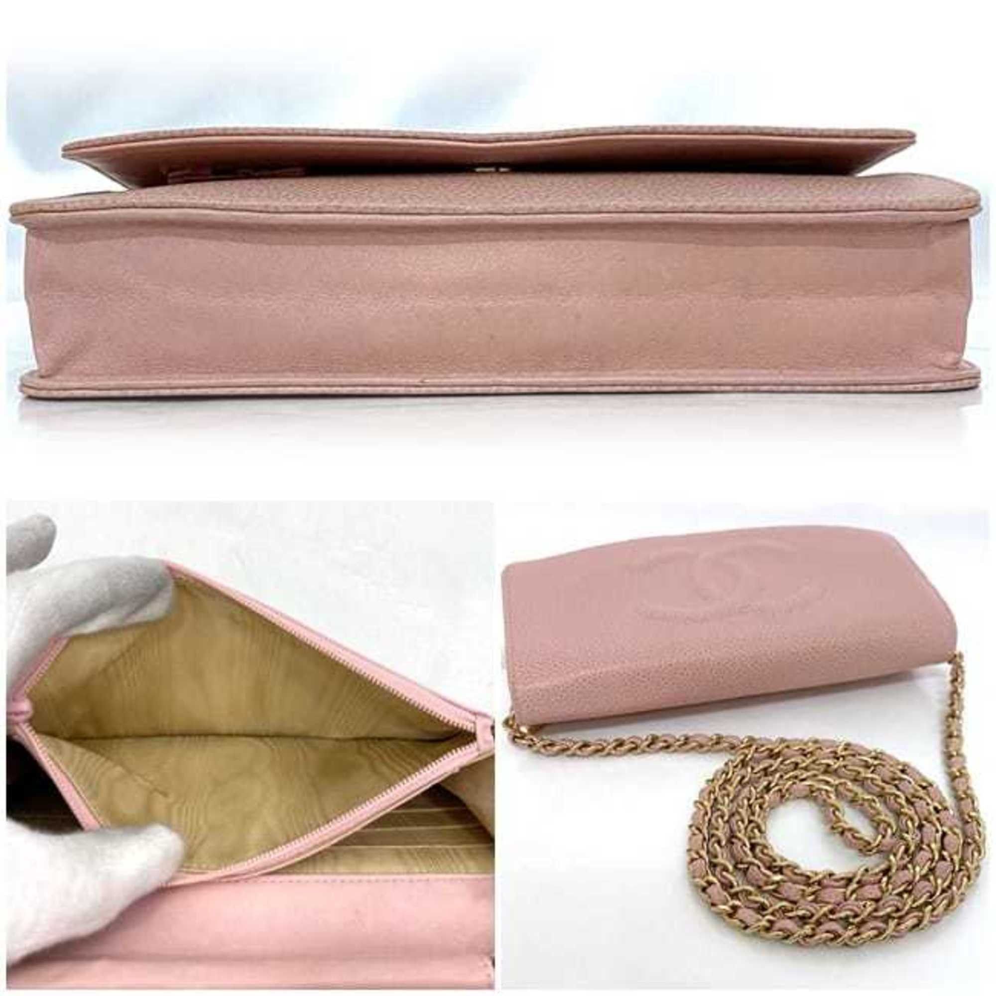 Chanel Chanel Chain Shoulder f-21930 Pink Coco Mark A13509 Crossbody Caviar Skin 8th Series CHANEL Grained Calfskin Flap Women's Size ONE SIZE - 8 Thumbnail
