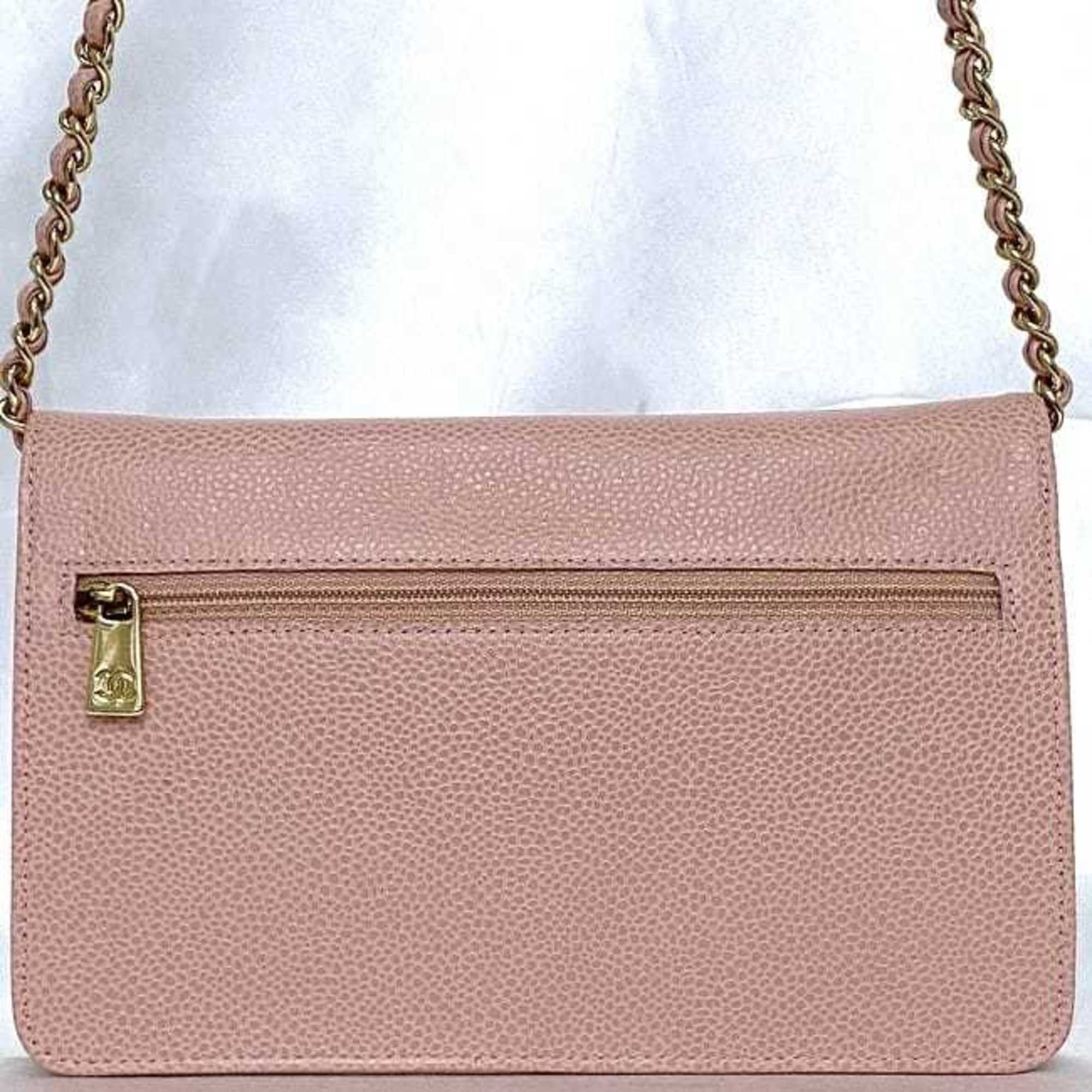 Chanel Chanel Chain Shoulder f-21930 Pink Coco Mark A13509 Crossbody Caviar Skin 8th Series CHANEL Grained Calfskin Flap Women's Size ONE SIZE - 5 Thumbnail