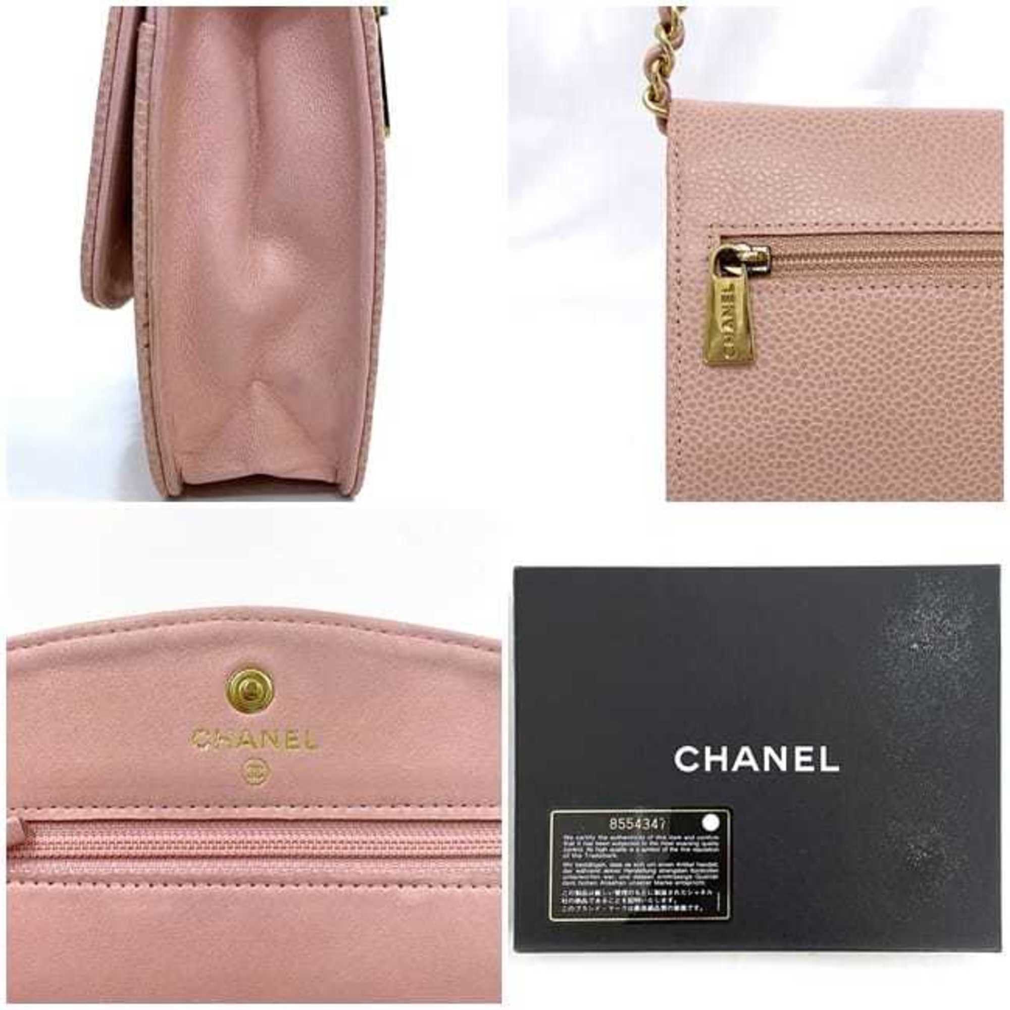 Chanel Chanel Chain Shoulder f-21930 Pink Coco Mark A13509 Crossbody Caviar Skin 8th Series CHANEL Grained Calfskin Flap Women's Size ONE SIZE - 11 Thumbnail