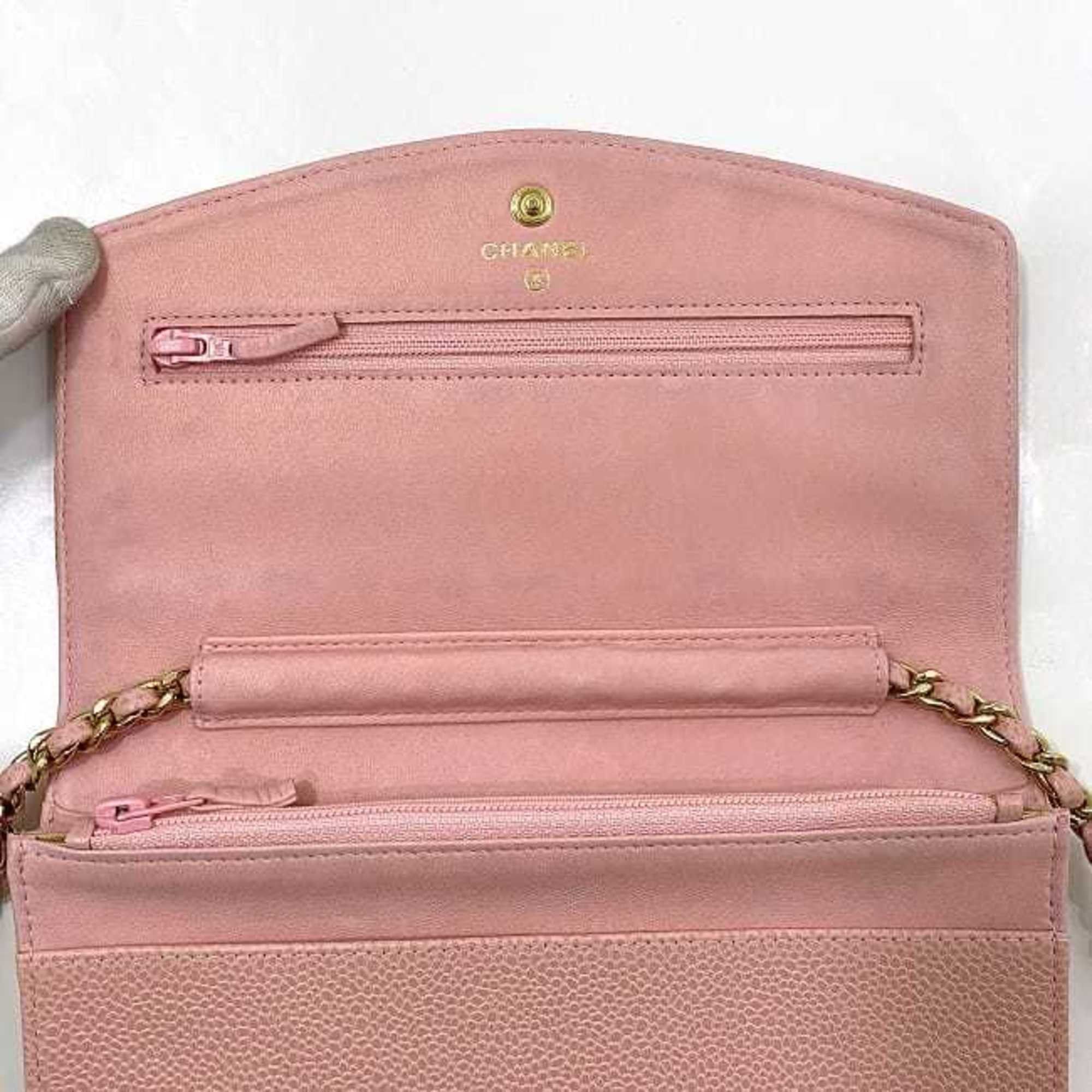 Chanel Chanel Chain Shoulder f-21930 Pink Coco Mark A13509 Crossbody Caviar Skin 8th Series CHANEL Grained Calfskin Flap Women's Size ONE SIZE - 7 Thumbnail