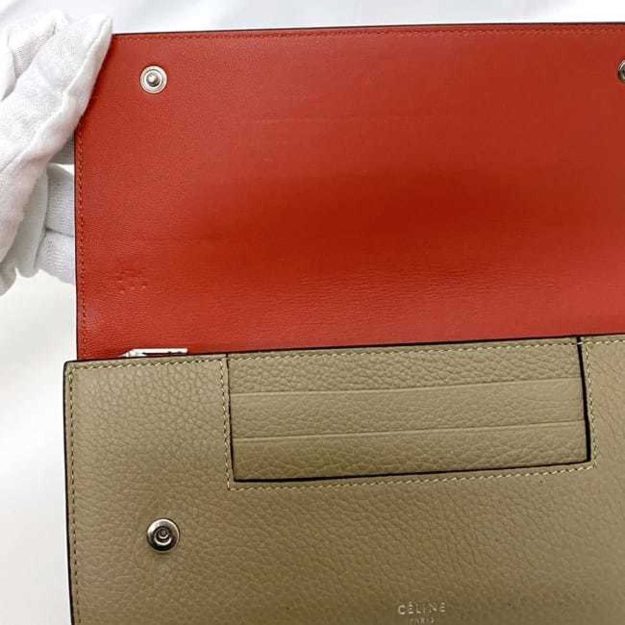 Celine Celine Bi-fold Long Wallet Large Multi-function ec-21822 Beige Red 101673AFE Leather S-PG-4175 CELINE Flap Grain Women's Size ONE SIZE - 8 Thumbnail