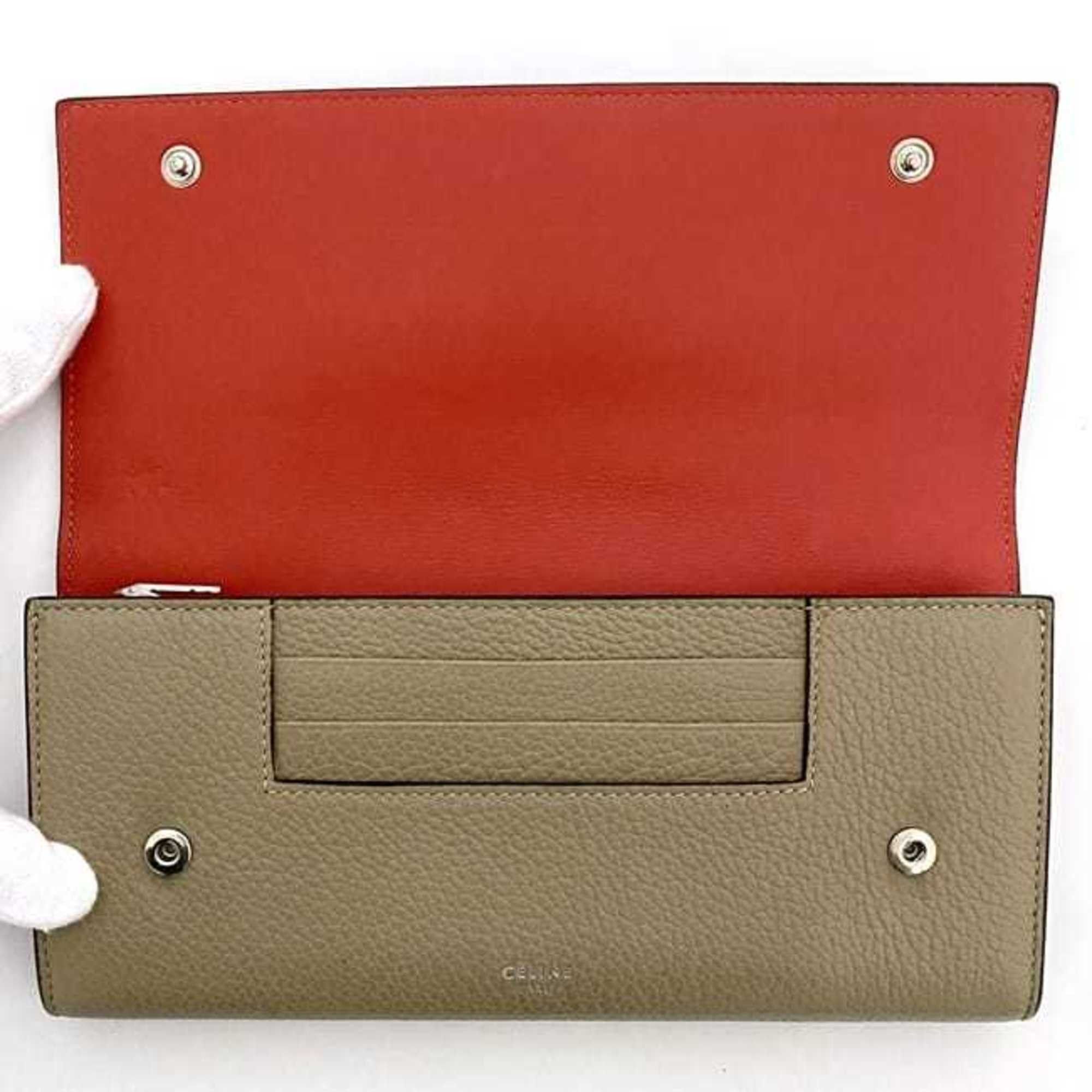 Celine Celine Bi-fold Long Wallet Large Multi-function ec-21822 Beige Red 101673AFE Leather S-PG-4175 CELINE Flap Grain Women's Size ONE SIZE - 7 Thumbnail