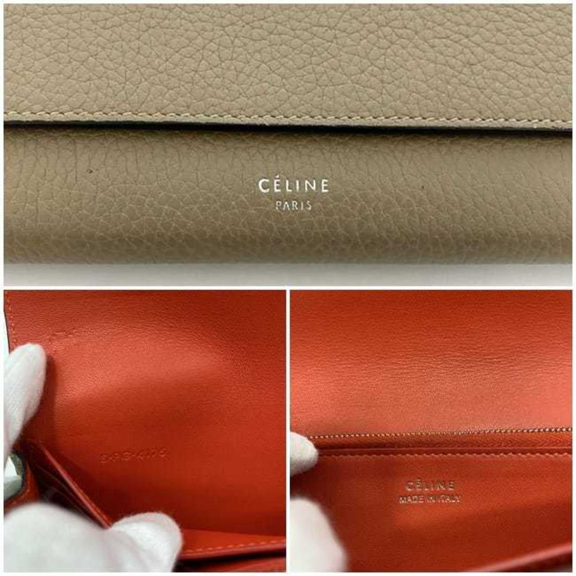 Celine Celine Bi-fold Long Wallet Large Multi-function ec-21822 Beige Red 101673AFE Leather S-PG-4175 CELINE Flap Grain Women's Size ONE SIZE - 11 Thumbnail