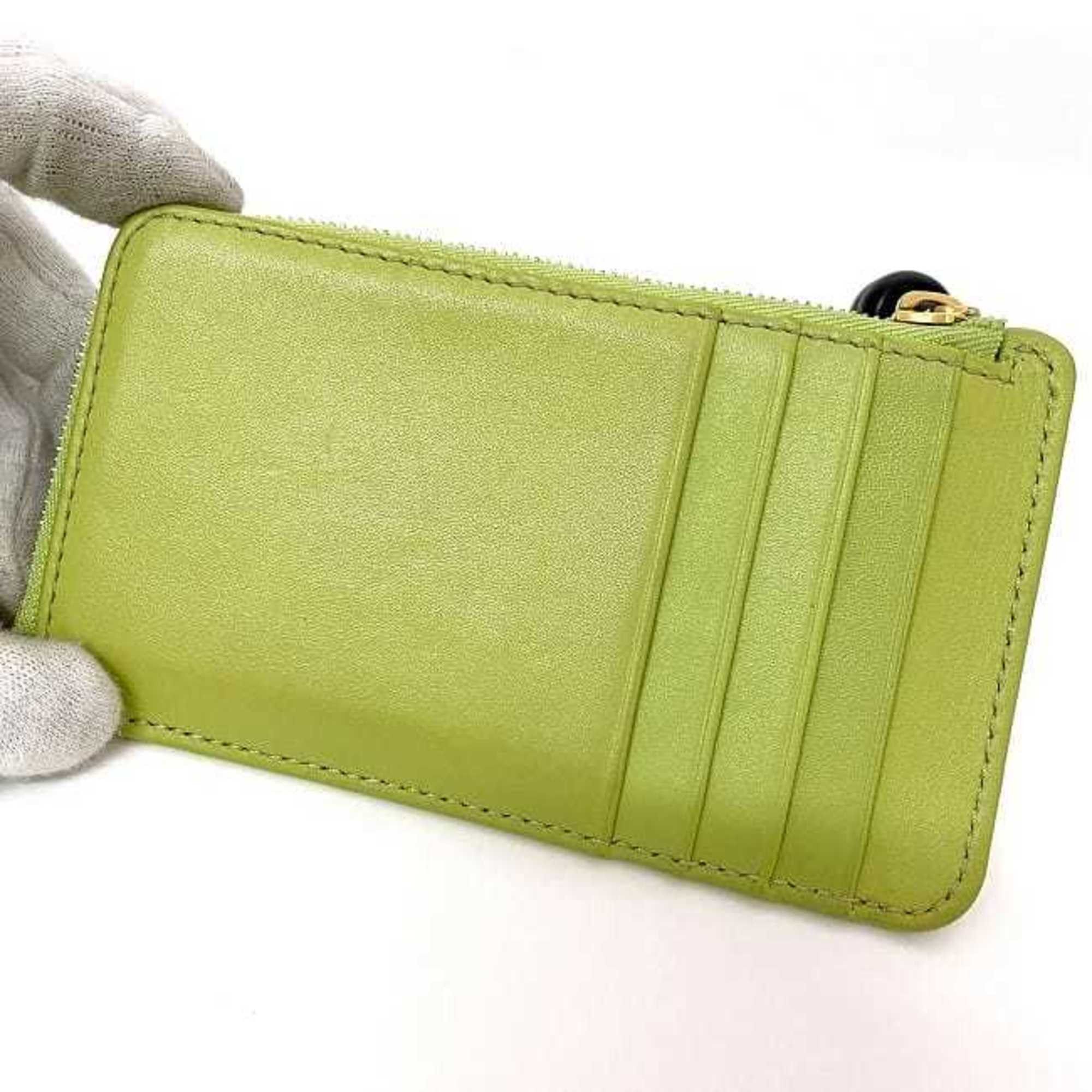 Loewe LOEWE Coin Card Case f-21870 Light Green Anise Black Knot CEM1Z40X01 Purse Leather L-Shaped Unisex Size ONE SIZE - 9 Thumbnail