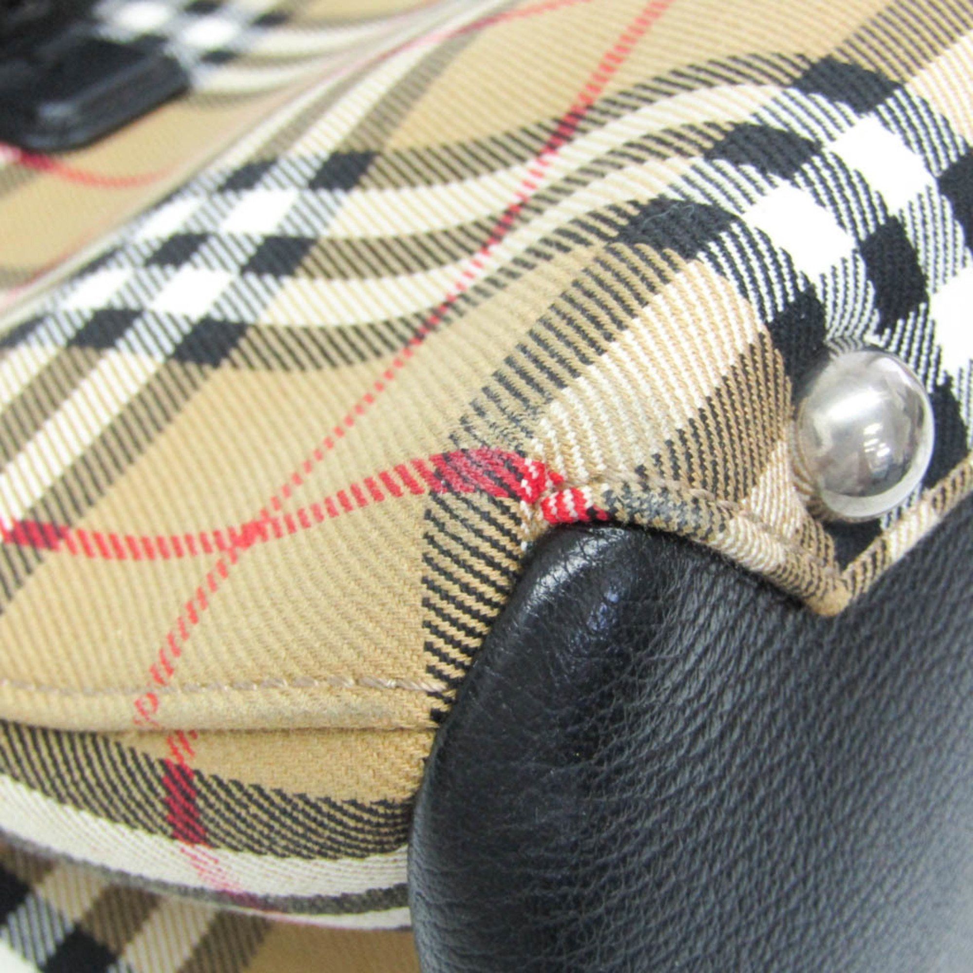 Burberry Nova Check Beige Canvas Tote Bag (Pre-Owned) Size ONE SIZE - 4 Thumbnail