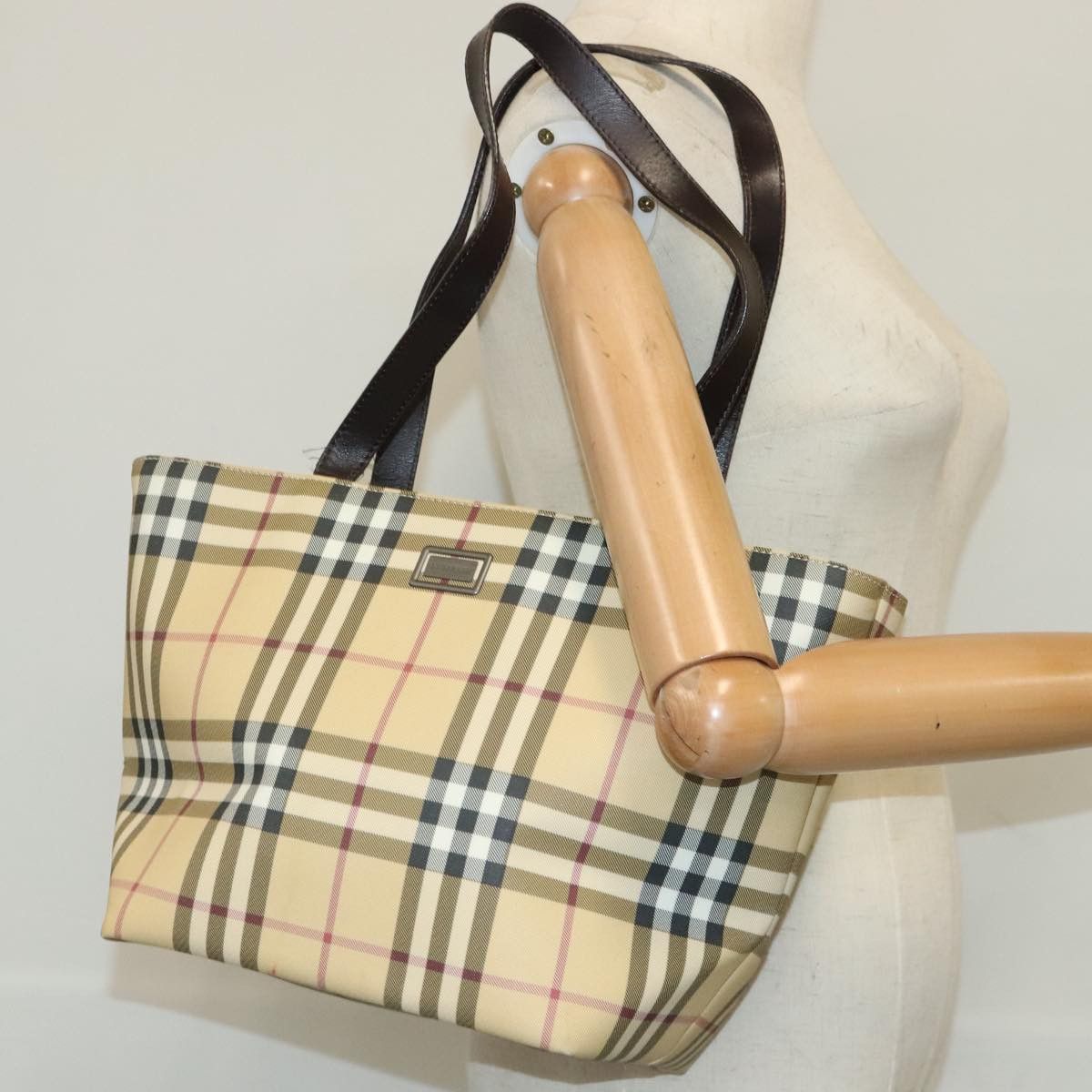 Burberry Nova Check Beige Canvas Tote Bag (Pre-Owned) Size ONE SIZE - 14 Thumbnail
