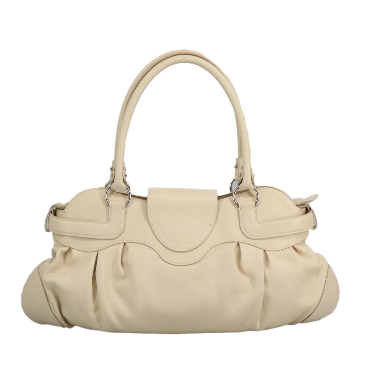 Salvatore Ferragamo Gancini White Leather Handbag (Pre-Owned) Size ONE SIZE - 3 Thumbnail