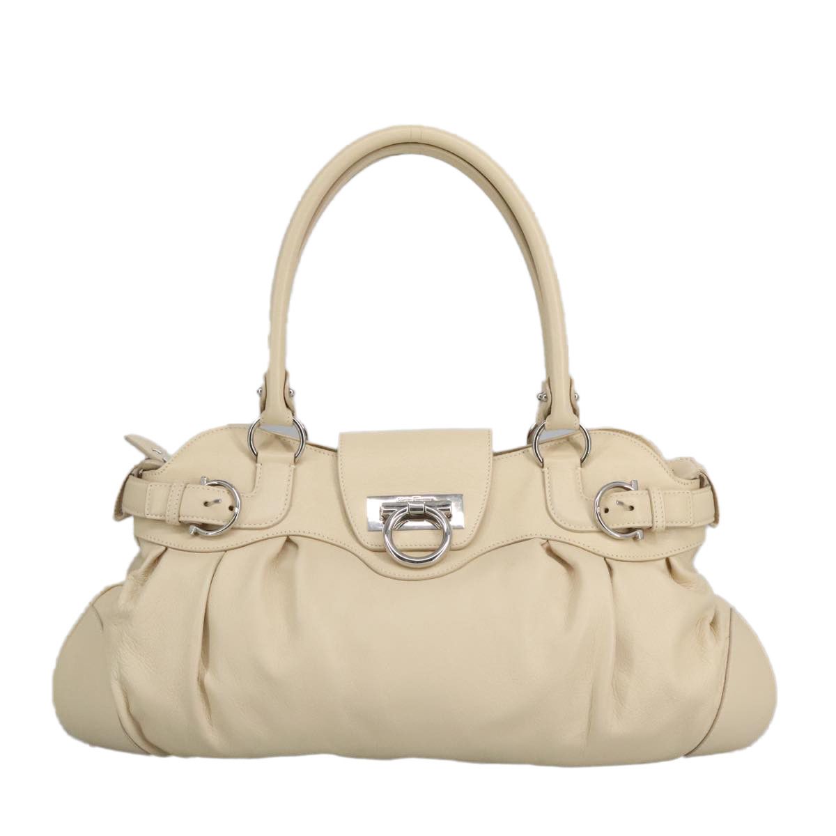 Salvatore Ferragamo Gancini White Leather Handbag (Pre-Owned) Size ONE SIZE - 2 Thumbnail