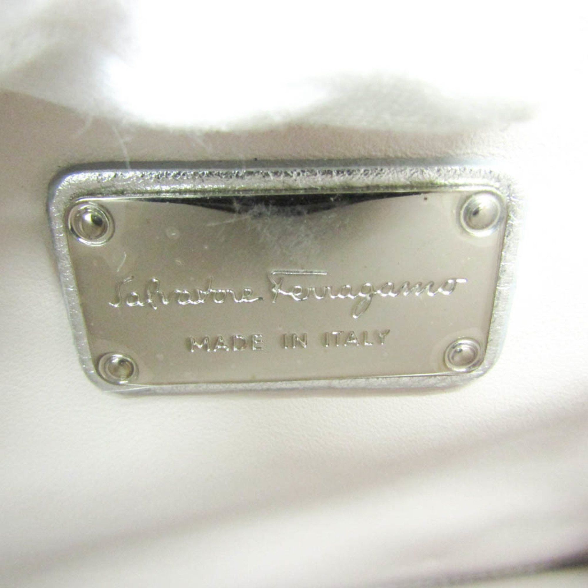 Salvatore Ferragamo Vara Silver Leather Shoulder Bag (Pre-Owned) Size ONE SIZE - 10 Thumbnail